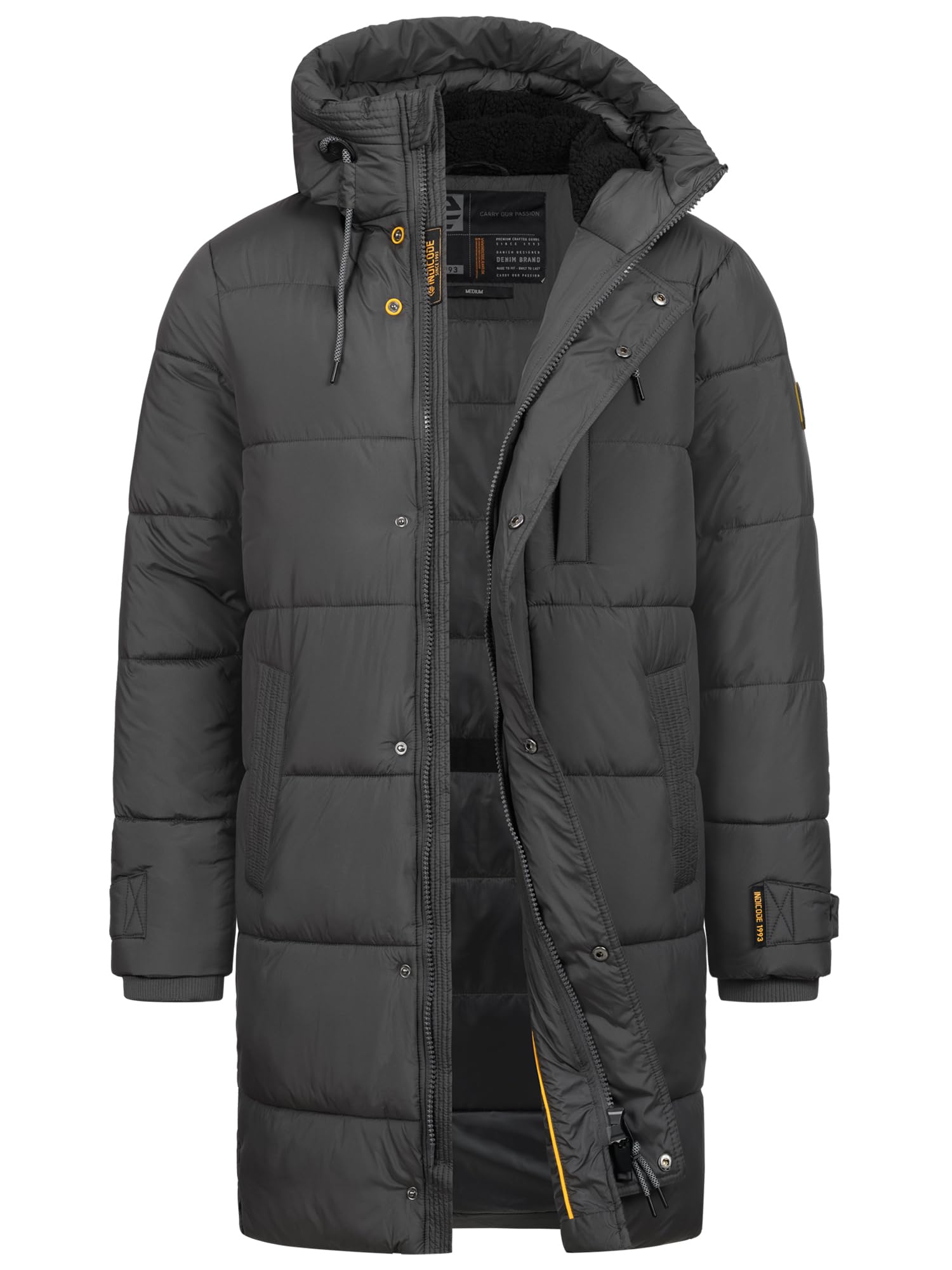 Indicode Chaqueta larga de invierno INStuds para hombre con capucha | Abrigo Parka forrada para hombre