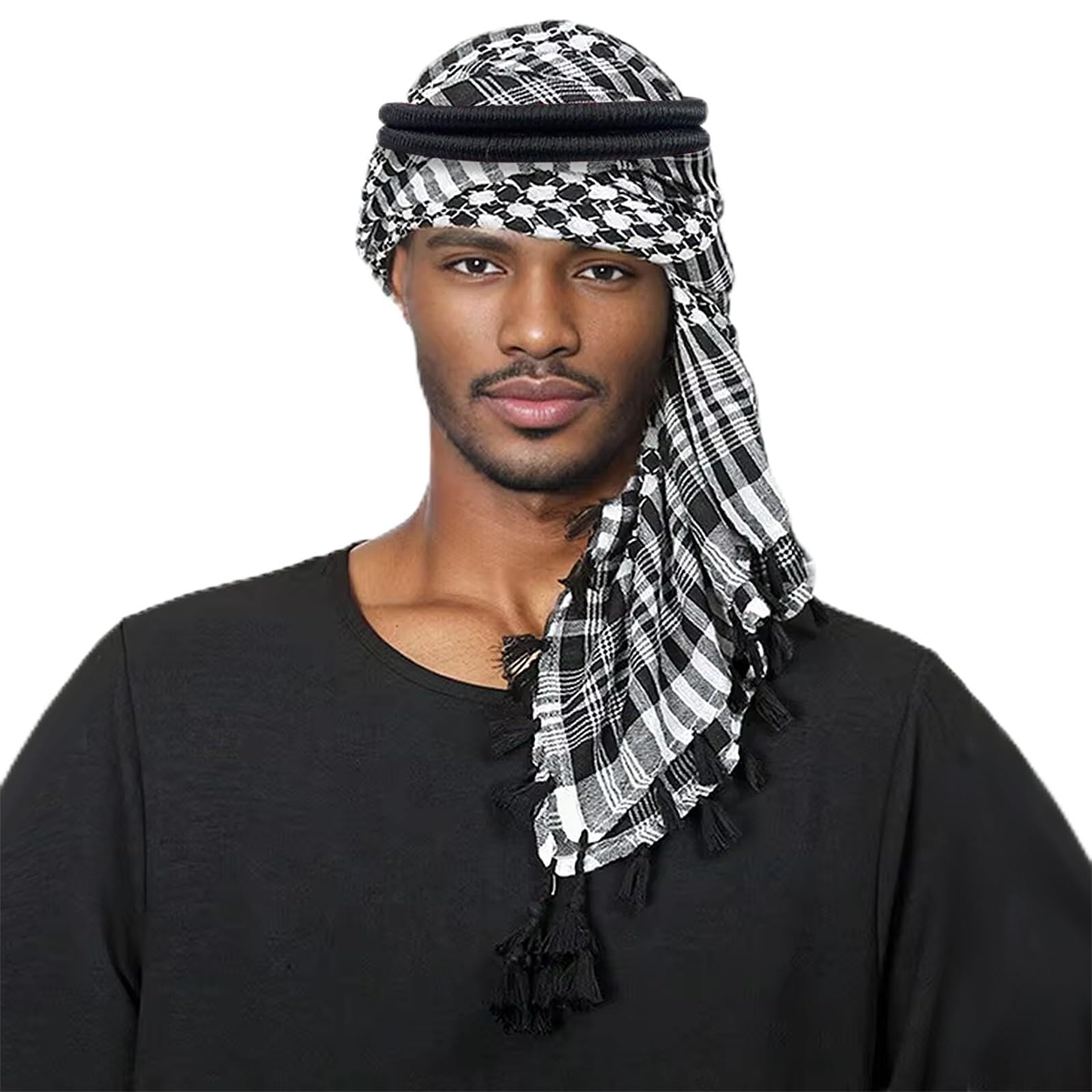 PURFUN Men's Large Arab Shemagh Headscarf Muslim Headcover Shawl Keffiyeh Arabic Scarf