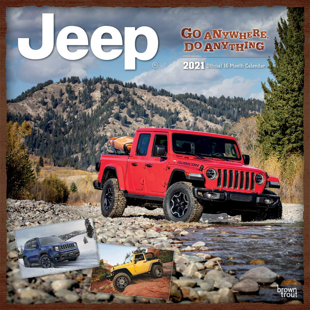 Jeep 2021 12 x 12 Inch Monthly Square Wall Calendar, Offroad Motor Car