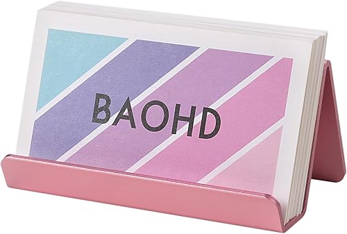 Tarjetero de color oro rosa para escritorio, bonito soporte para tarjetas de presentación, organizador de tarjetas de visita de metal para mujeres