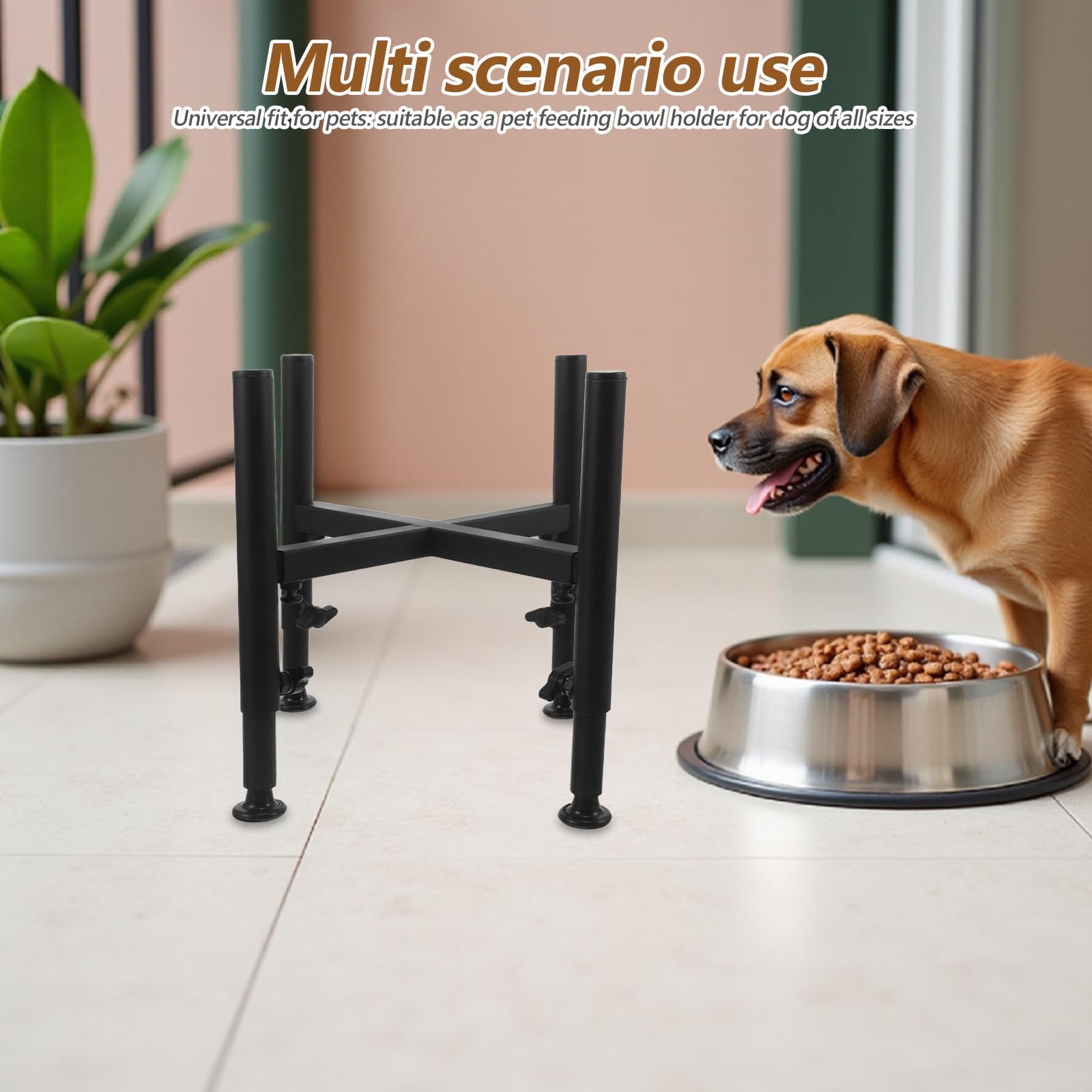 Soporte para Cuencos de Perro de Madera con Ajuste de 6.3 a 10.2 Pulgadas, Base Estable y Diseño Ergonómico Adecuado para Uso Diario