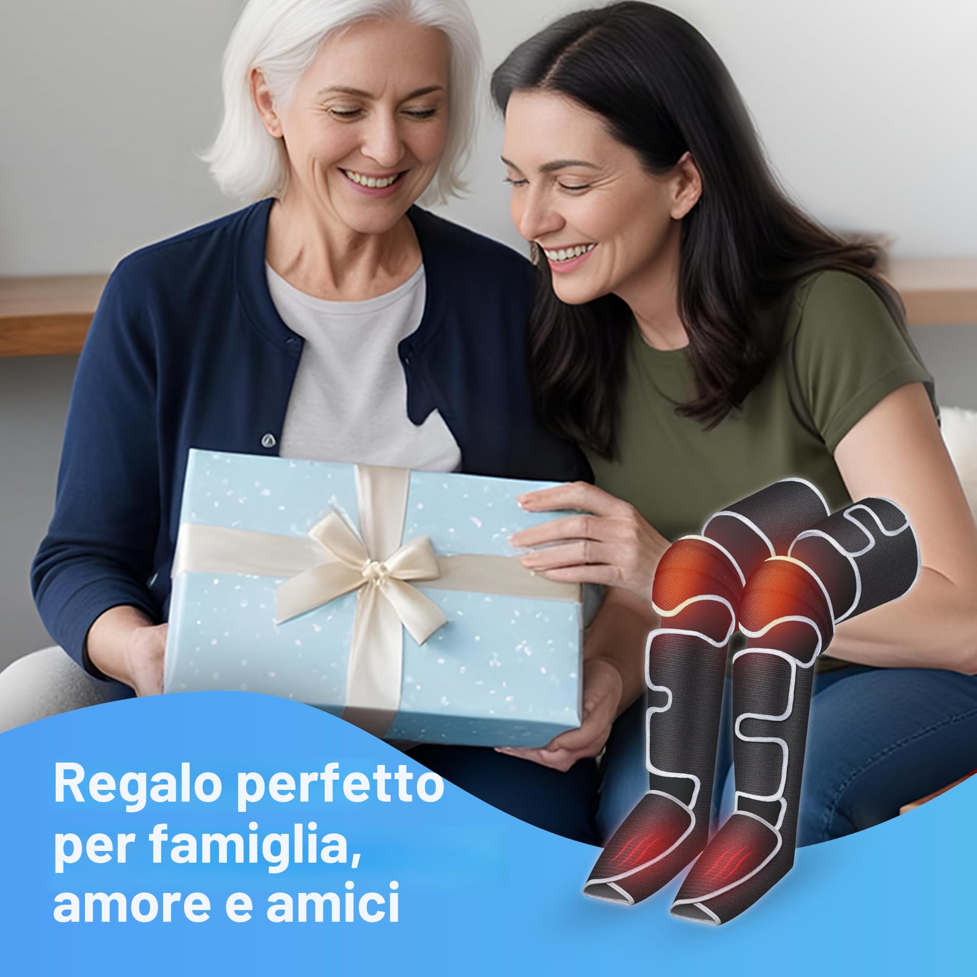 COMFIER Massaggiatore per gambe, a compressione, al polpaccio, con calore, regali per uomini, 3 impostazioni di calore e 3 intensità, nero
