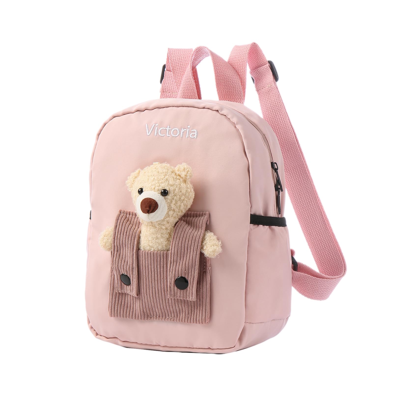 Aiemghsde Personalized Toddler Backpack for Boys Girls - Custom Kids Name School Bear Cute Preschool Backpack (1-Pink)