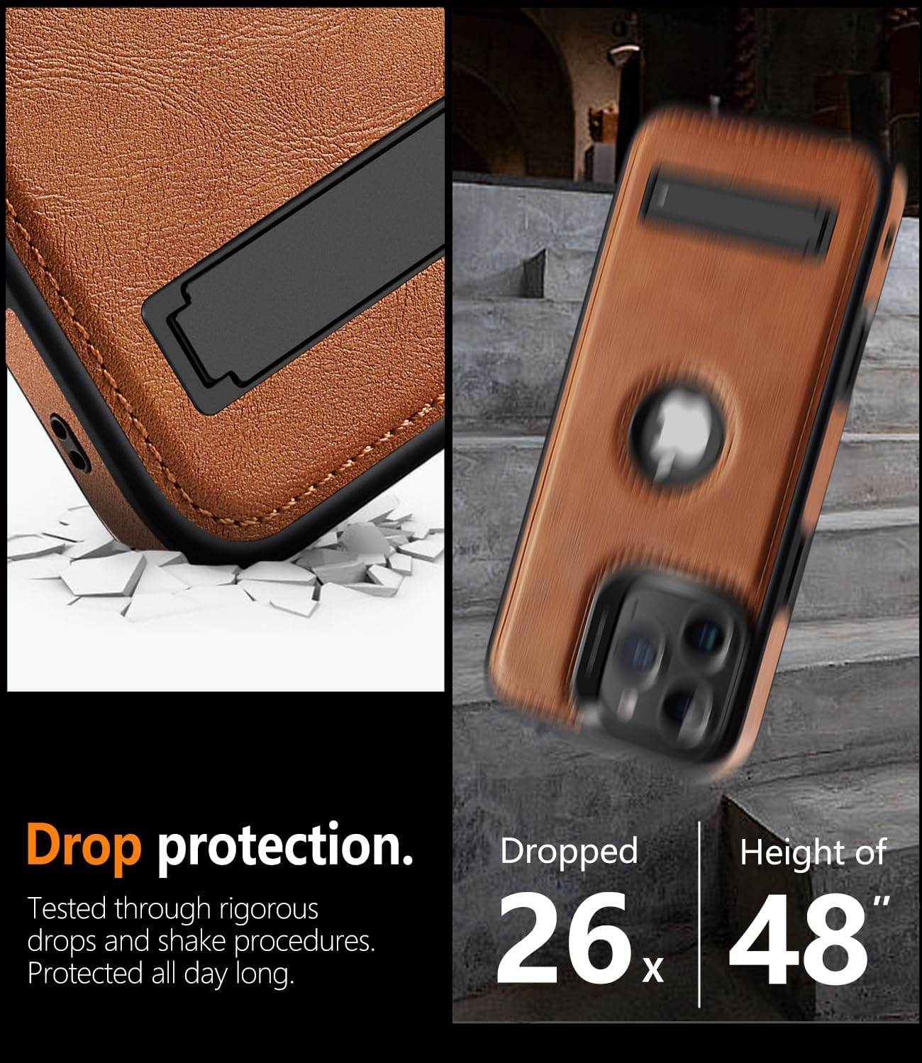 for iPhone 16 Pro Case Leather,[Compatible with MagSafe], Slim Adjustable Kickstand，Strong Magnetic Phone Case for iPhone 16 Pro (2024) 6.3" (Brown) - Image 6