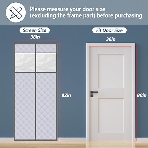 Miniatura 9 de Cortina de puerta magnética visible con aislamiento térmico, se adapta a puertas de 48 x 80 pulgadas, a prueba de sonido, a prueba de viento,