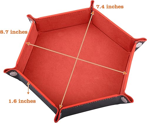 Miniatura 2 de SIQUK Bandeja de dados plegable de piel sintética, 2 piezas, bandeja hexagonal plegable para juegos de dados como RPG, DND y otros juegos de mesa