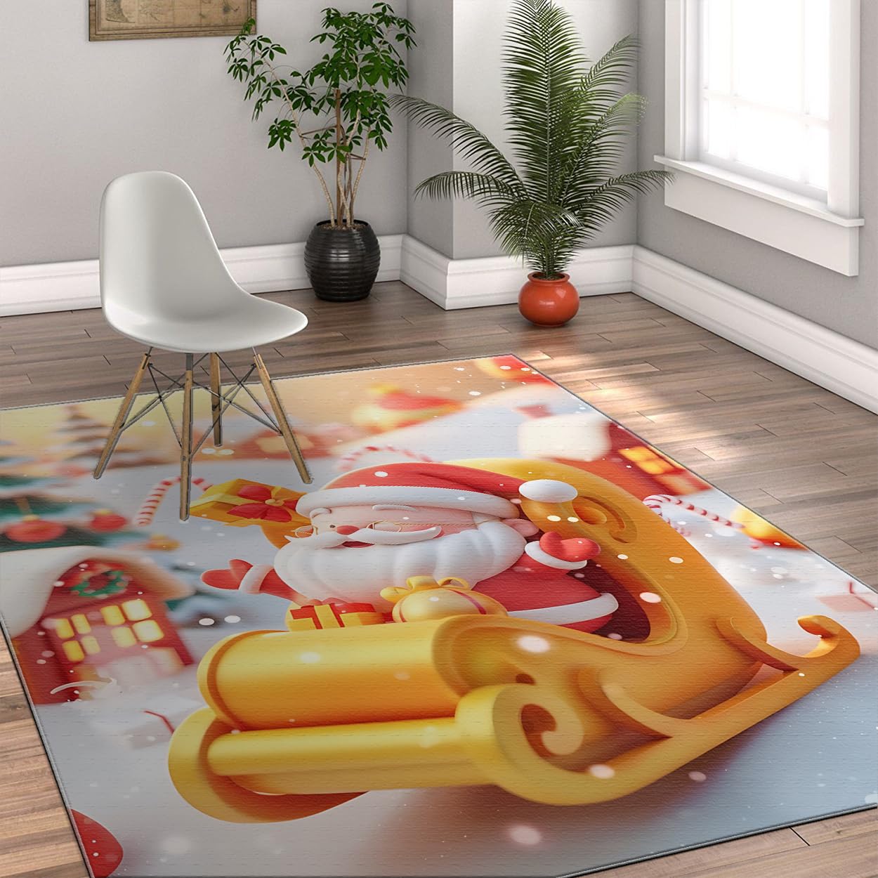 Moquette antidérapante Noël 100x150cm tapis de salon moderne et lavable