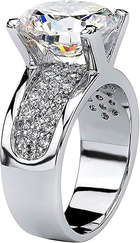 Miniatura 2 de Anillo de plata de ley 925 brillante con gemas de circonita cúbica, anillo de diamantes de circonita cúbica, anillo de compromiso de eternidad para