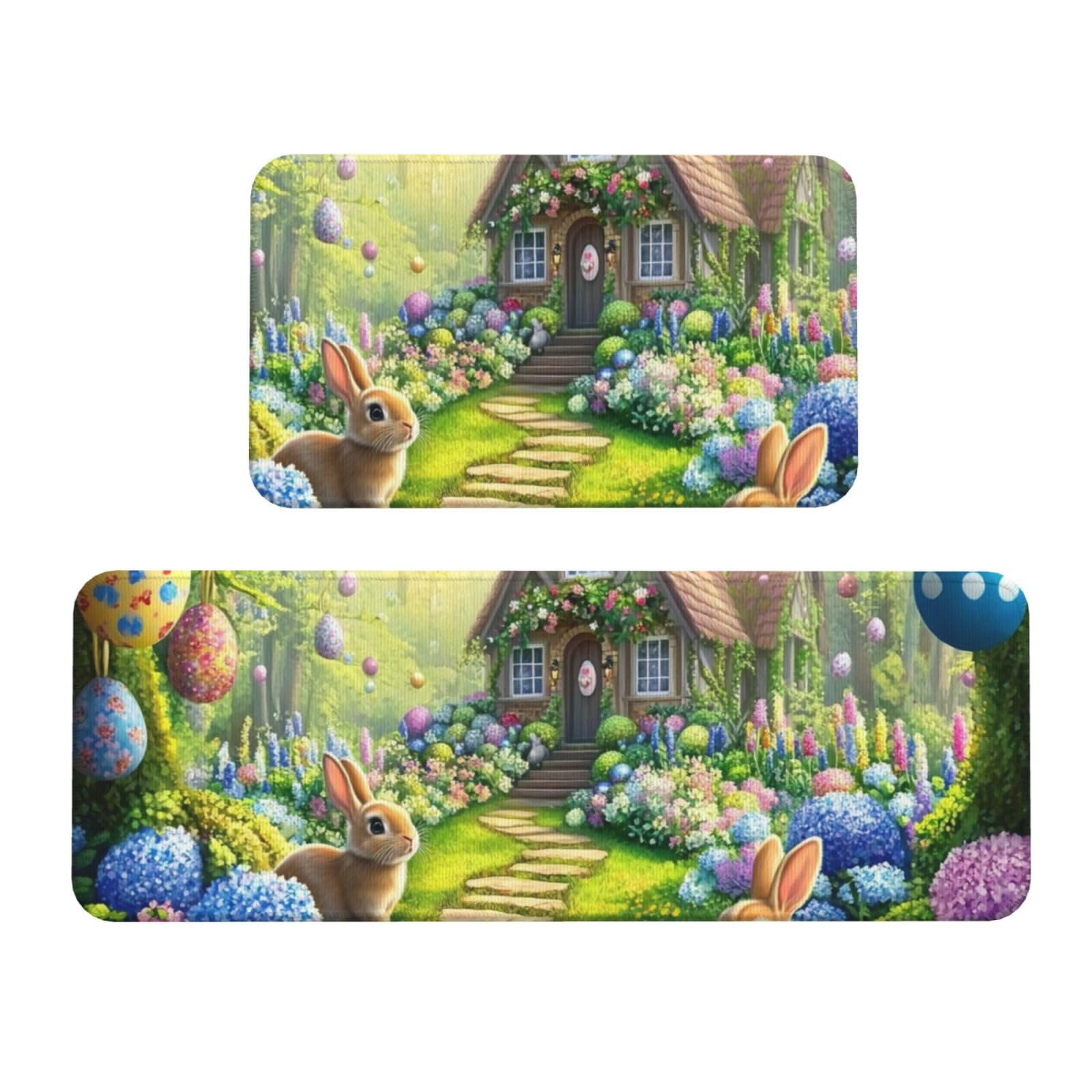 Juego de 2 tapetes acolchados para cocina The Magical, alfombrillas antideslizantes de Pascua