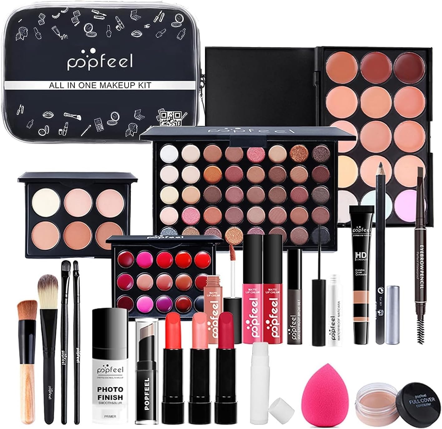Fawoonu Makeup Kit for Women Full Kit, Multipurpose All in One Makeup Gift Set with Eyeshadow Palette Lipstick Concealer Blush Mascara Eyeliner Face Powder Lipgloss Brush