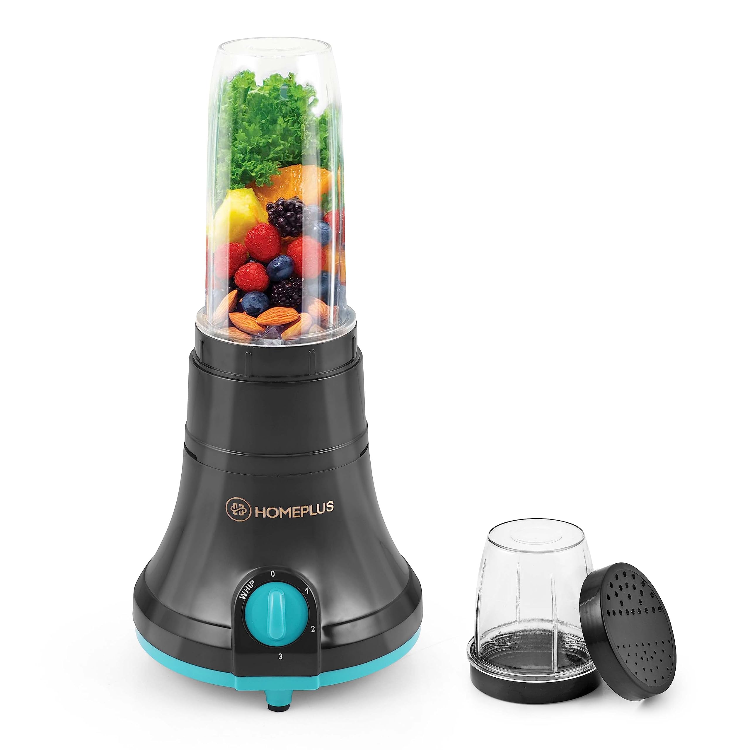 Home Plus ABS Plastic Alpha Nutri Blender For Smoothie And Juices | Mixer Grinder 400W Motor 20000 Rpm | Shake Maker, Juicer (Black And Teal), 400 Watt