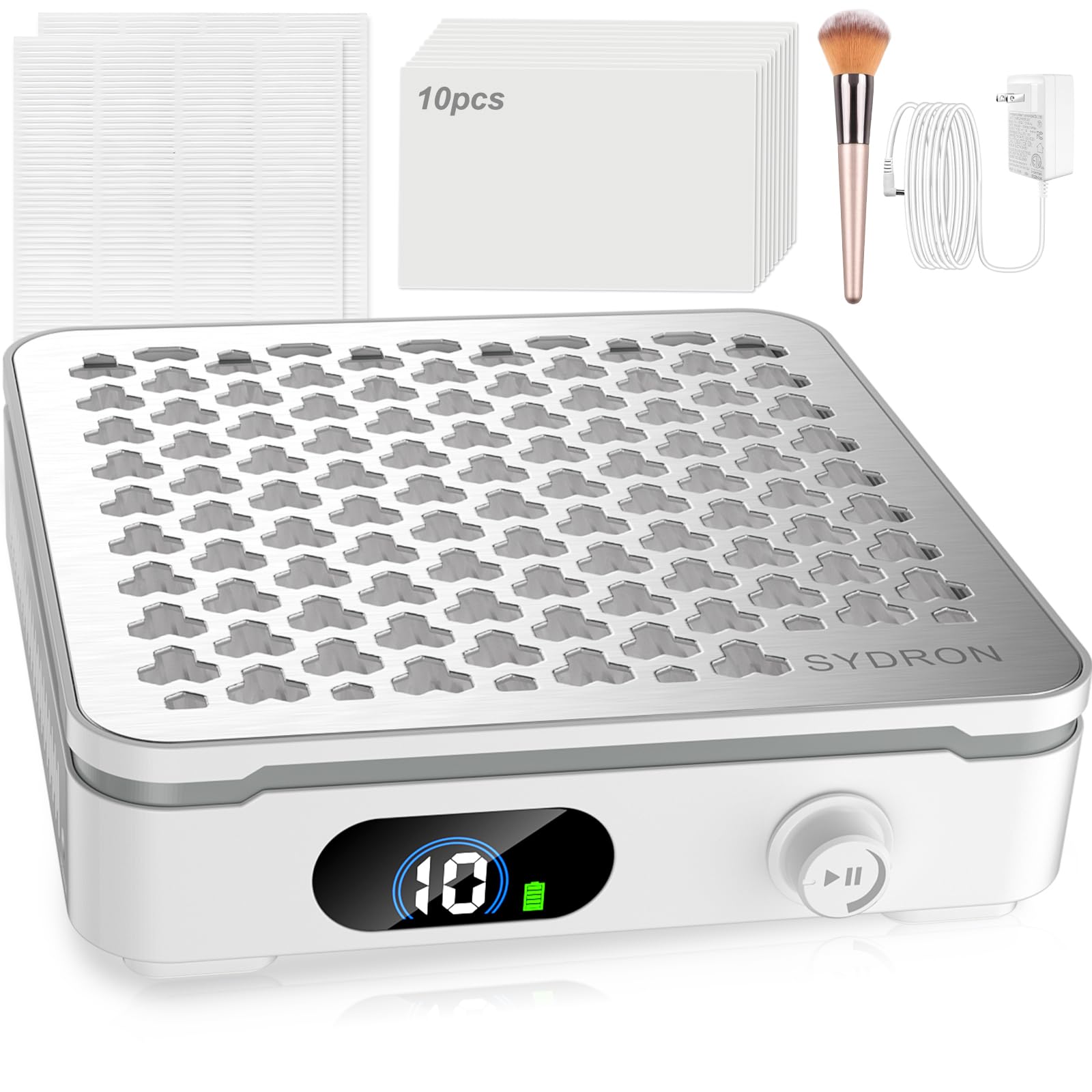 Nail Dust Collector 1000PA Cordless Nail Dust Collector Nail Tech 10 Speed Levels Low Noise Strong Suction Reusable