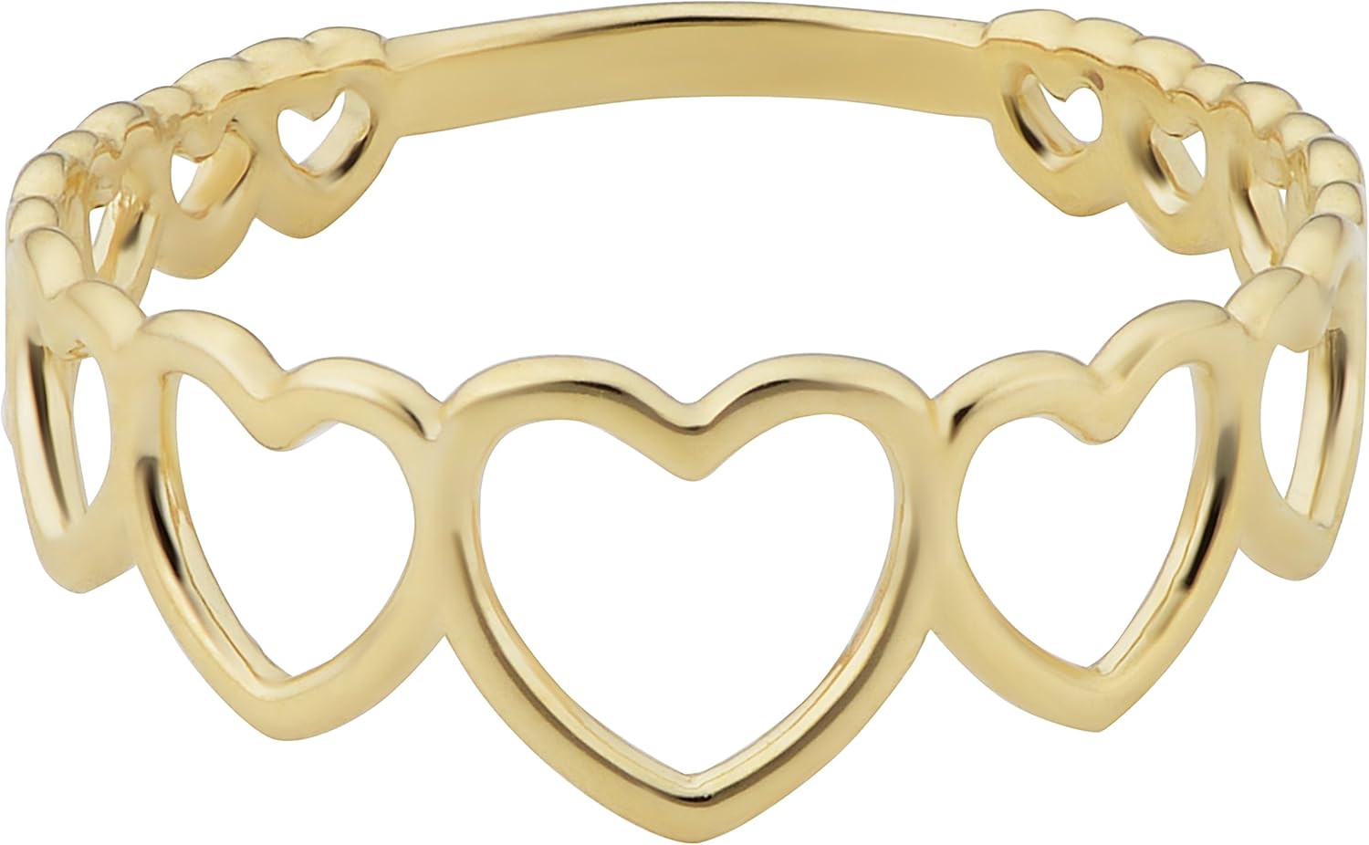 Kooljewelry 14k Yellow Gold Graduated Hearts Ring