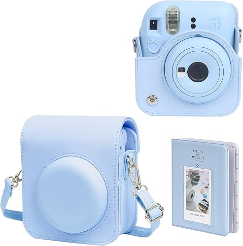 WOGOZAN Funda protectora para cámara instantánea Fujifilm Instax Mini 12, con orificios sensibles a la luz, ajuste de lente inferior derecho,