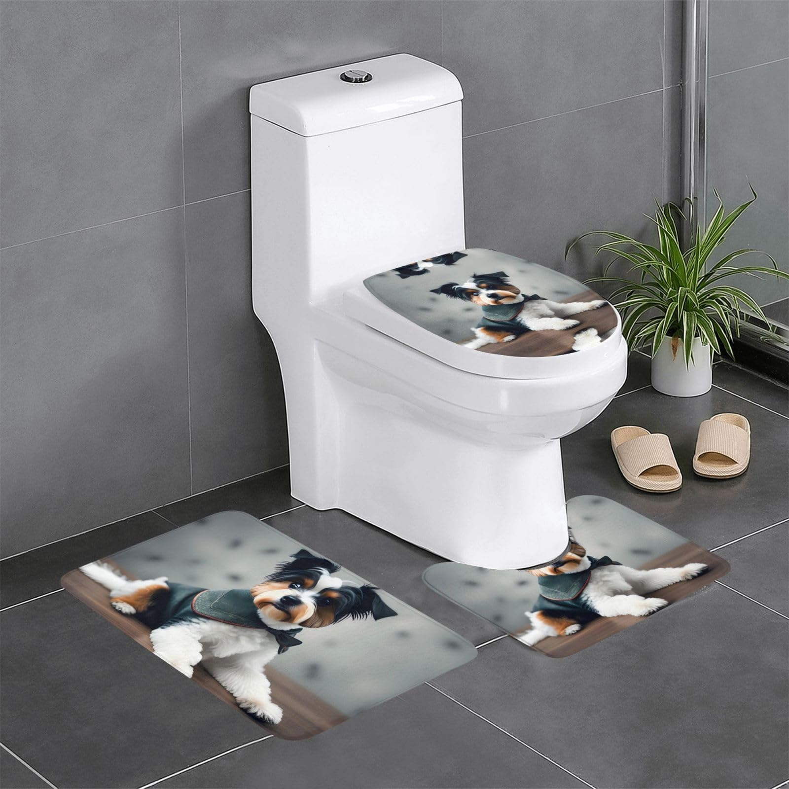 Tapis de salle de bain lavabo et WC antidérapant 61x40,6 cm lot de 3