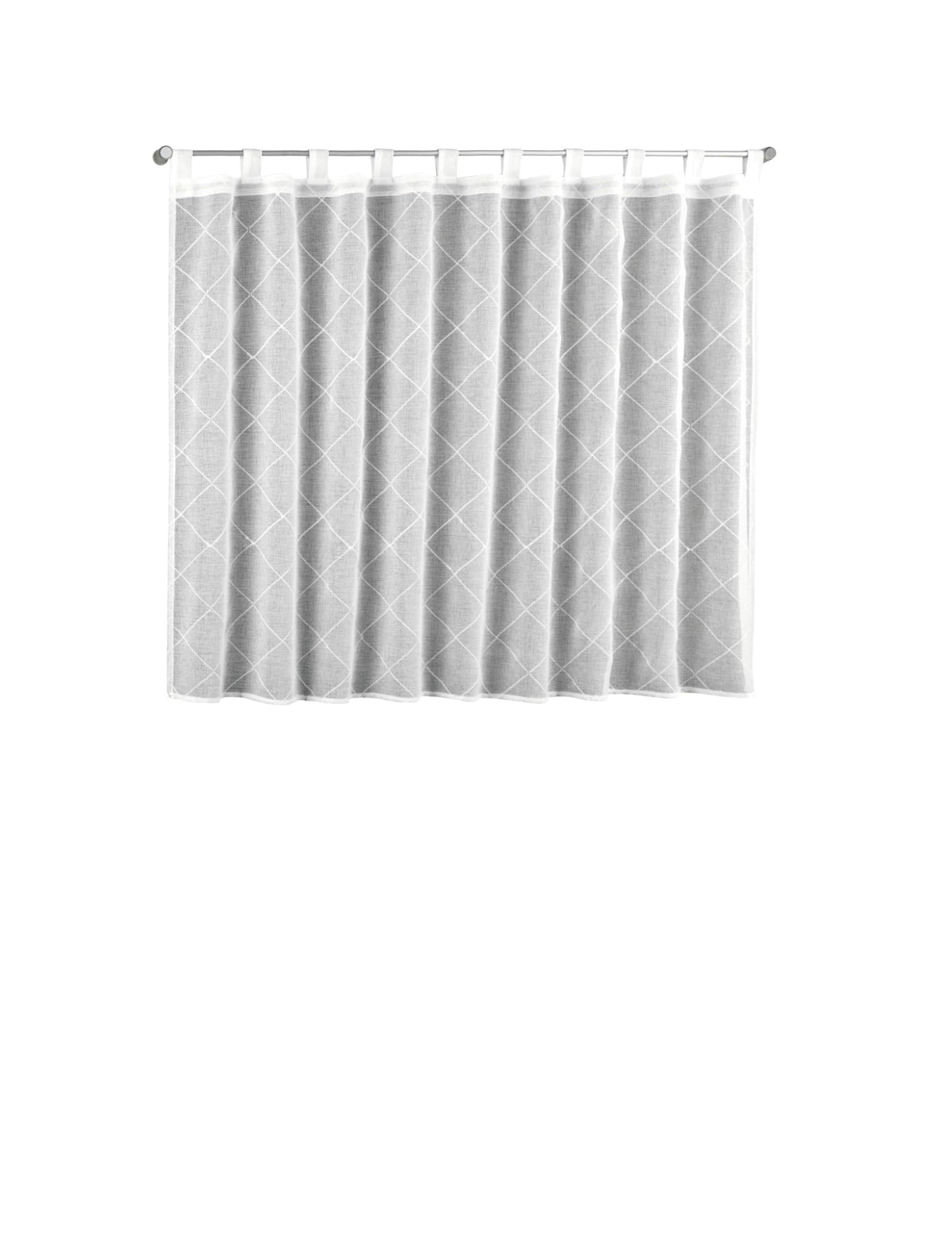 Gardinia Bistro Curtain Diamond Embroidery White 140 x 95 cm
