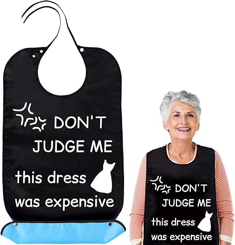 Divertidos baberos para adultos, lavables, impermeables, reutilizables, para adultos, con atrapasador de migas para mujeres, hombres y ancianos,