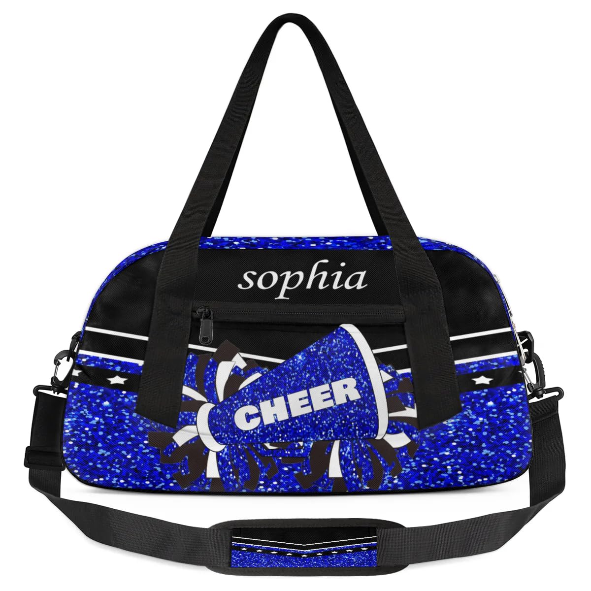 Obtravar Personalized Name Cheer Bag Custom Sport Duffel Bag for Girls Cheerleader Bags Overnight Weekender Bags Carry On Travel Bag, Glitter Bright