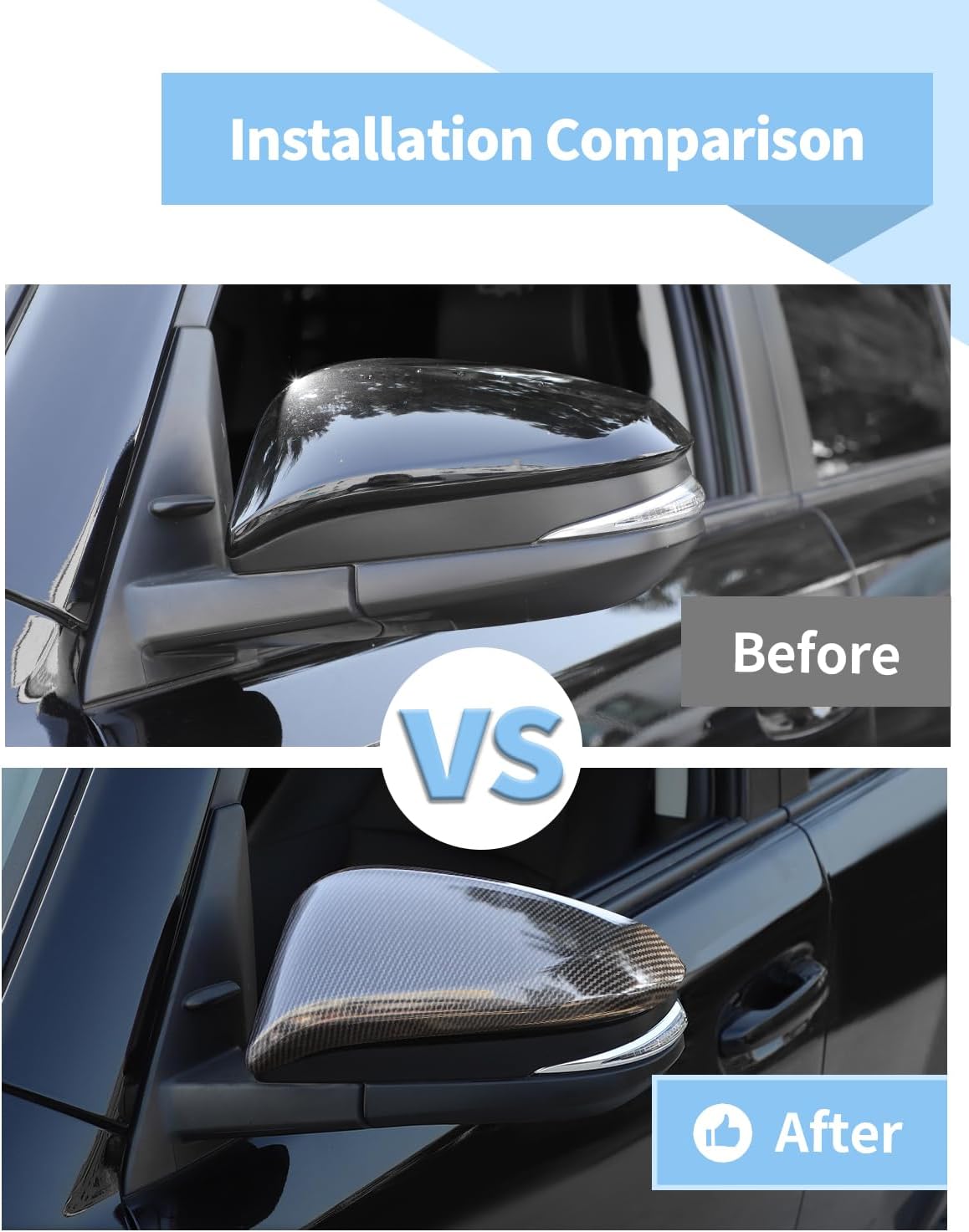 Voodonala for Toyota 4Runner 2017-2023 Side Rearview Mirror Cover Compatible with Toyota 4Runner 2017-2023 (Black Carbon Fiber)