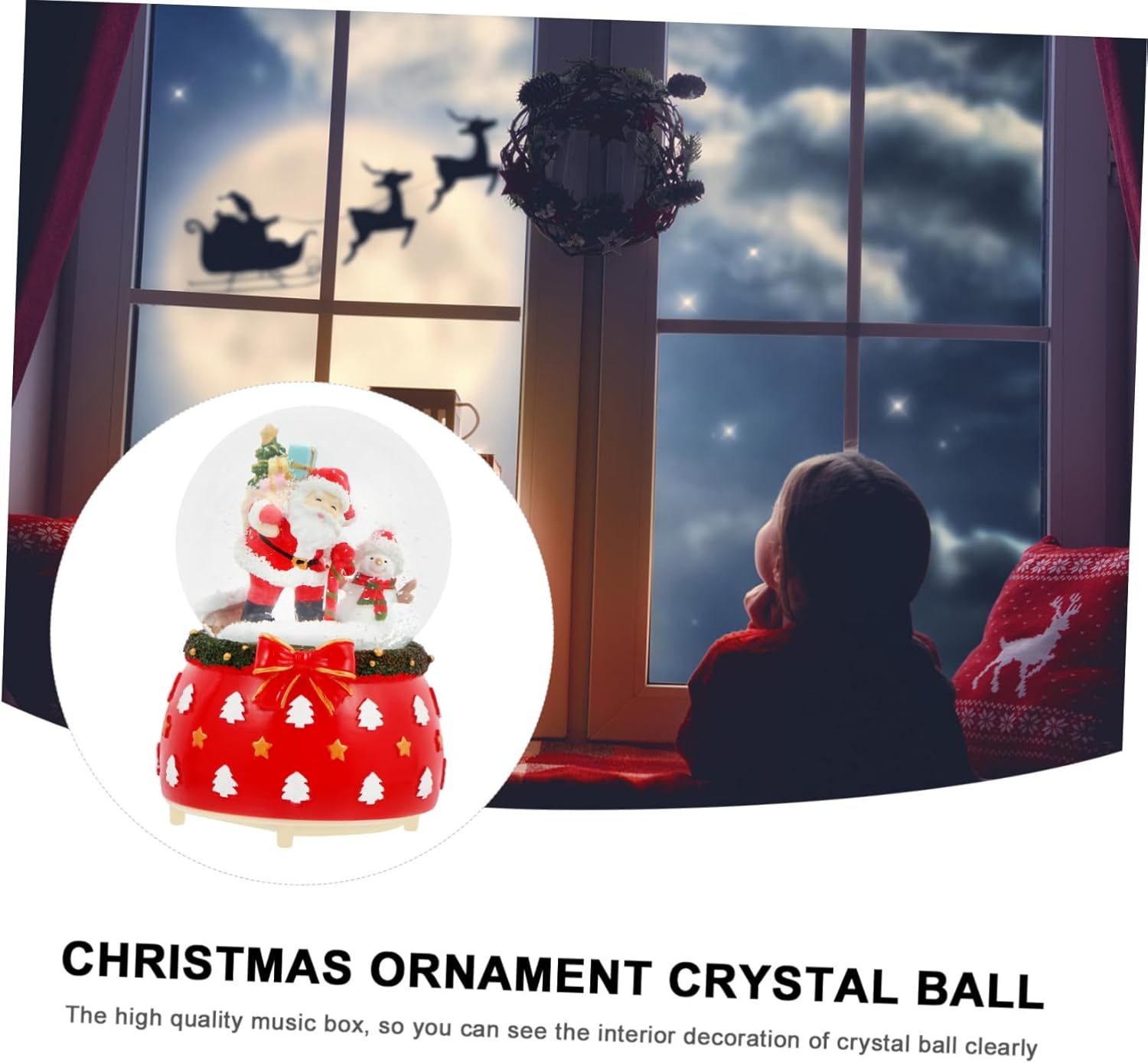 1pc Glowing Crystal Music Box Creative Tabletop Decoration for Christmas Festive Adornment Beautiful for