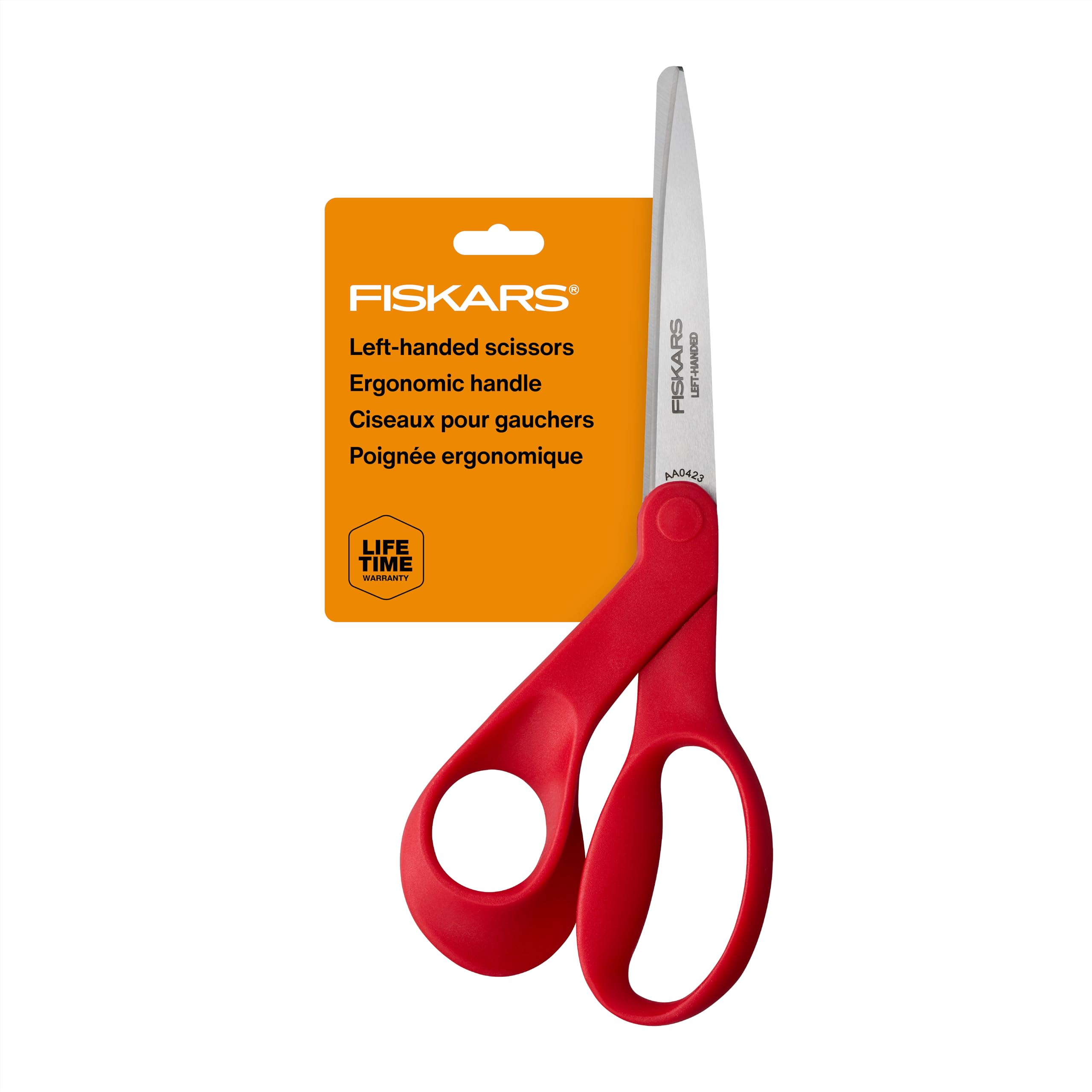 Fiskars All-Purpose Left-Handed Scissors - Ergonomically Contoured - 8" Stainless Steel - Paper and Fabric Scissors for Office, Arts, and Crafts - Red image 3