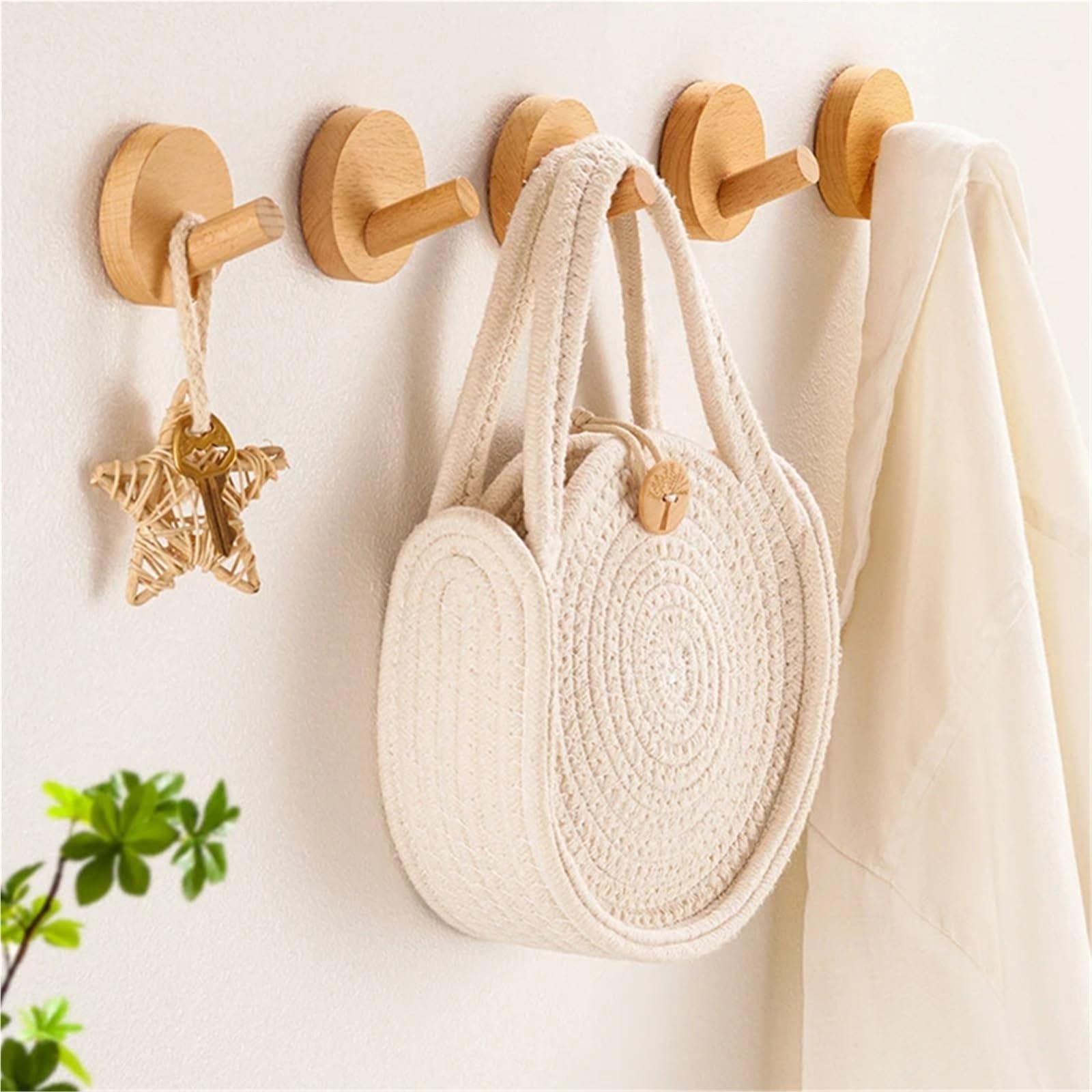 Gancho de madera nogal haya, abrigo montado en la pared, ropa entrada, sombrero, falda, punzón cónico, decoración for el hogar, Hotel, baño, percha for bata Para Abrigos(Wakbut-6PCS)