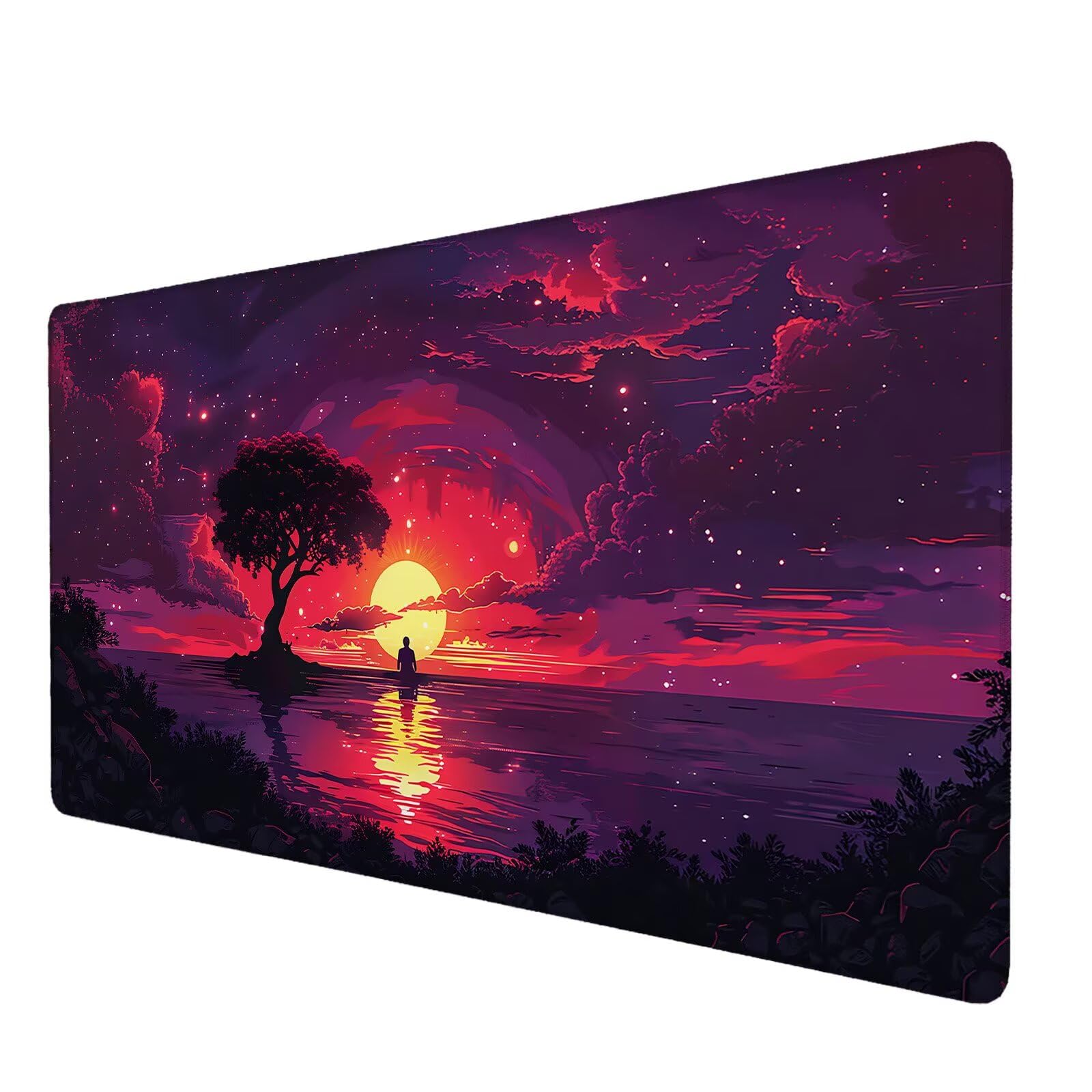 Podkładka pod mysz do gier, fioletowa podkładka pod mysz XXL 900 x 400 x 4 mm, podkładka na biurko z antypoślizgową i wodoodporną gumową podstawą, gładka powierzchnia poprawia precyzję i szybkość, L-8