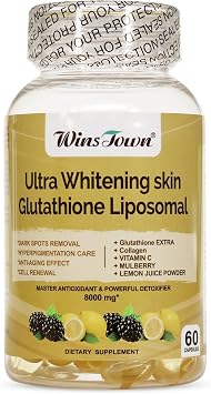 Whitening Skin 8000mg Glutathione Liposomal Softgels, 60 Ct | Ultra Antioxidant Supplements, Dark Spots Remover, Cell Renewal, Anti-Aging