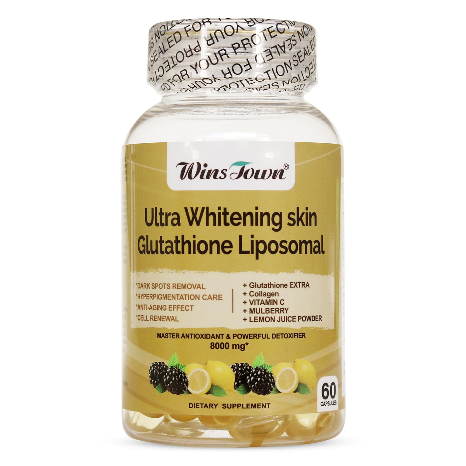 Whitening Skin 8000mg Glutathione Liposomal Softgels, 60 Ct