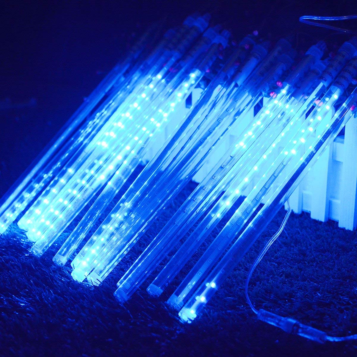 360LED Meteoritenschauer Lichterketten Garten,KINGCOO Wasserdicht 30cm 10 Tubes Fallende Regentropfen Solarleuchten Dekorative Lichtschläuche für Außen Party Hochzeit Weihnachtsbaum(Blau)
