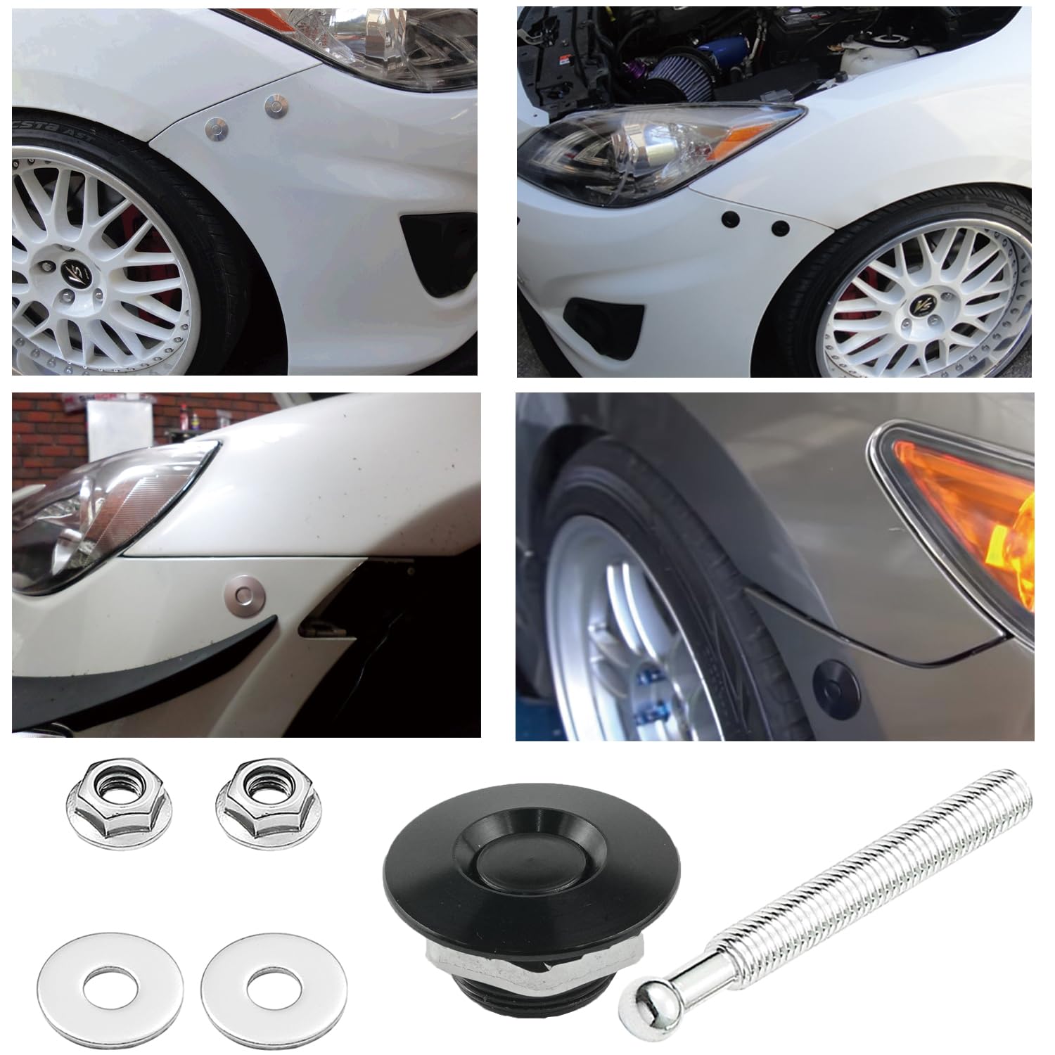 Quick Release Bumper Hood Pins Universal Quick Release Latch License Plate Lock Clip Diameter 1.25 inch Push Button Release Latch for Most Vehicle
