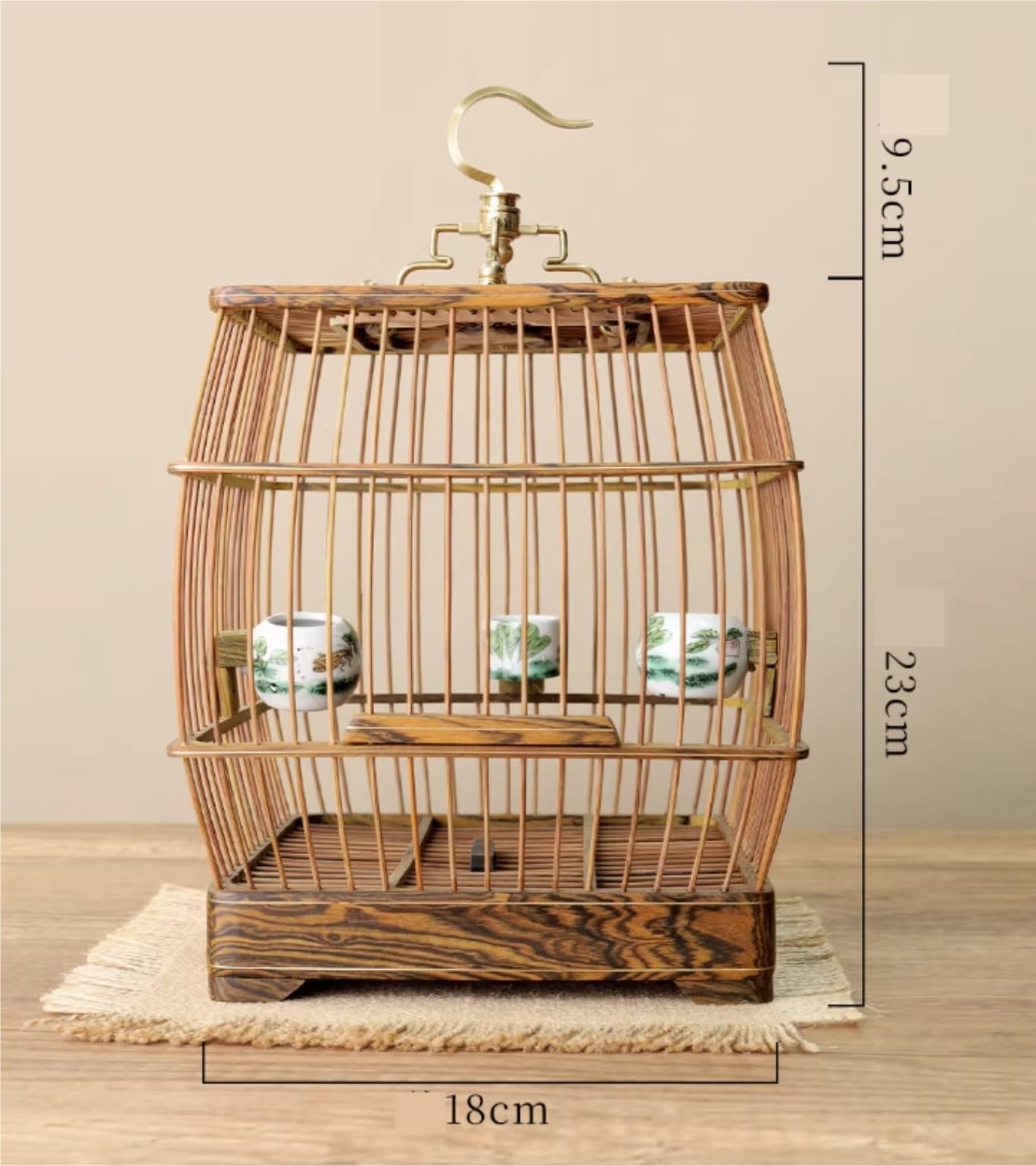 Gabbia per Uccelli Gabbia for Uccelli in Legno Appesa con Lattina for Cibo, Decorazione Multifunzionale for La Casa degli Animali Domestici Voliera