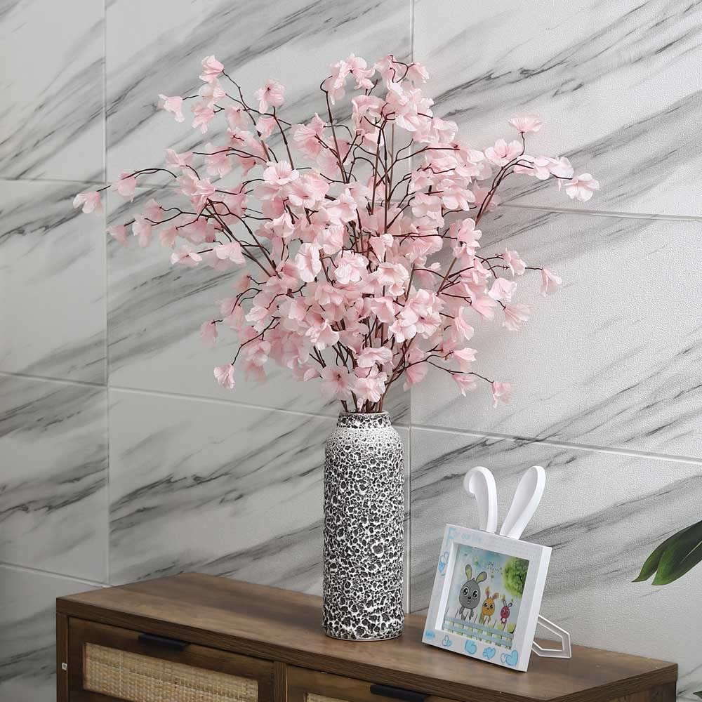 YATAI White Artificial Good Morning Flower Glory Artificial Flowers 1-4 pcs of Faux Fake Floral Shrubs Perfect Arrangement Table Decoration wedding events party restaurants Office (Pink)