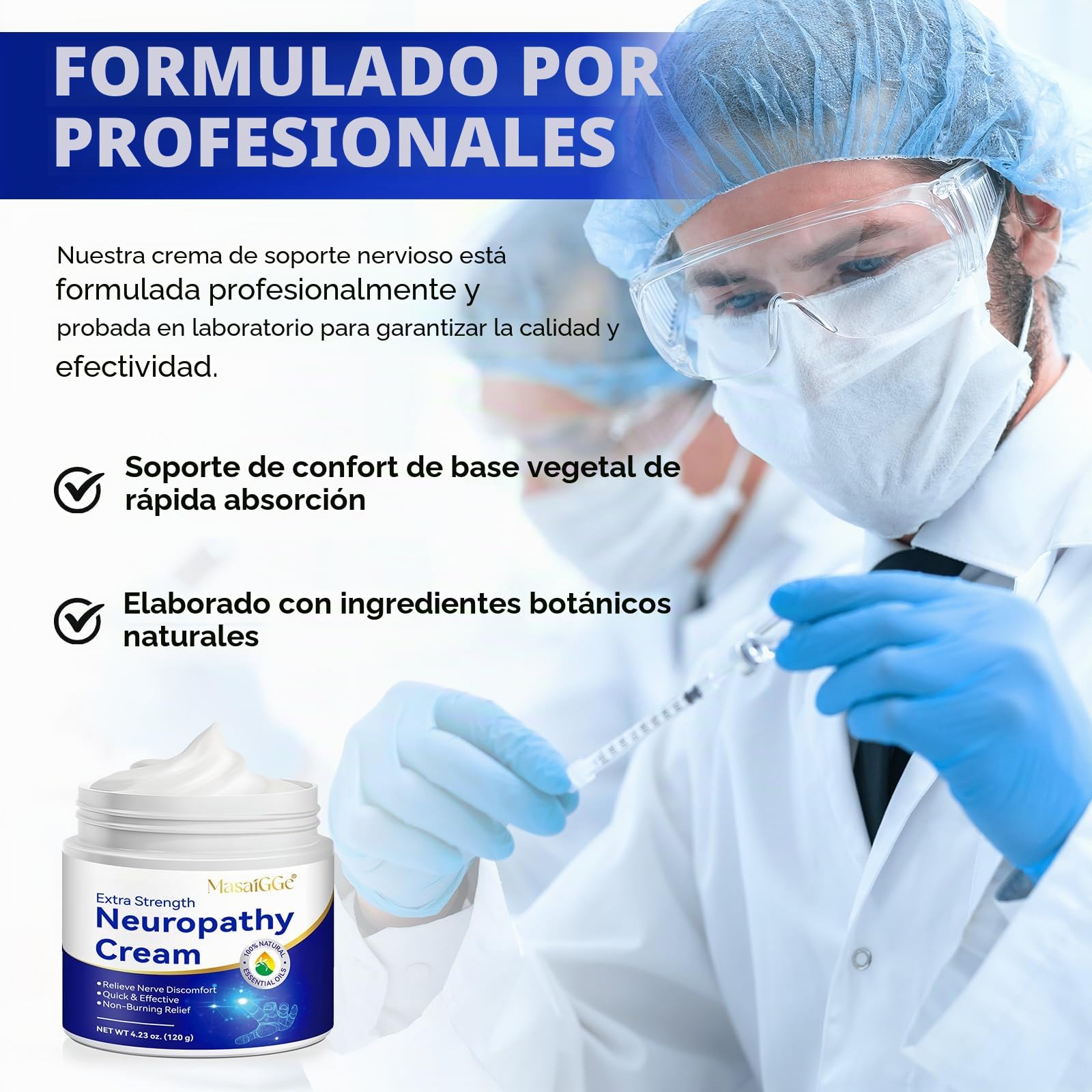 Crema para Neuropatía 120g, Alivio Rápido del Dolor Nervioso, Reduce Hormigueo y Entumecimiento, Fórmula Natural con Árnica, Aloe Vera y Vitamina B6, Hidratante No Grasa, para Pies, Manos y Piernas