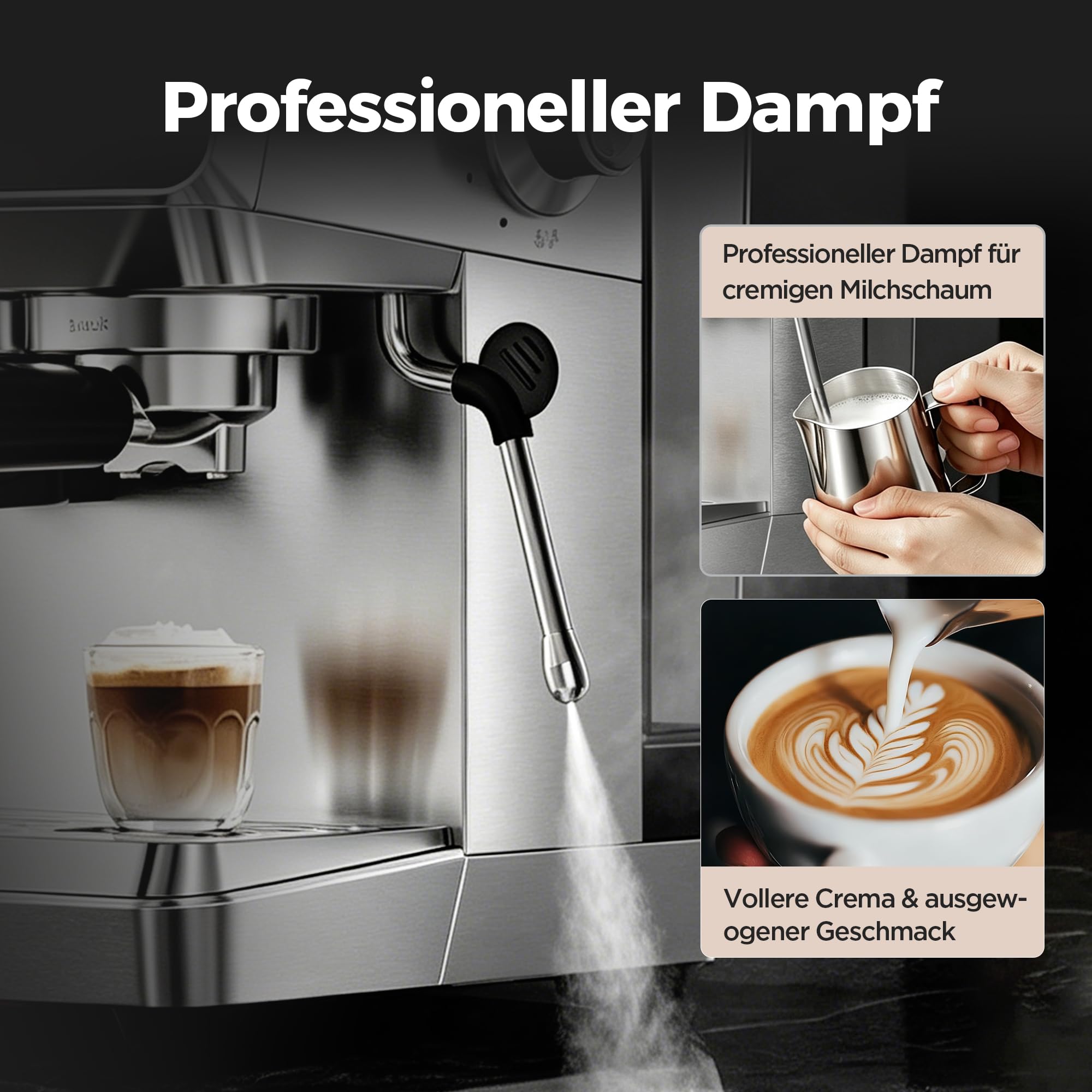 CAFELFFE MK-903 Espressomaschine 20 Bar 1500 Watt 1,8 Liter Mahlwerk Heiß-/Kaltbrühfunktion