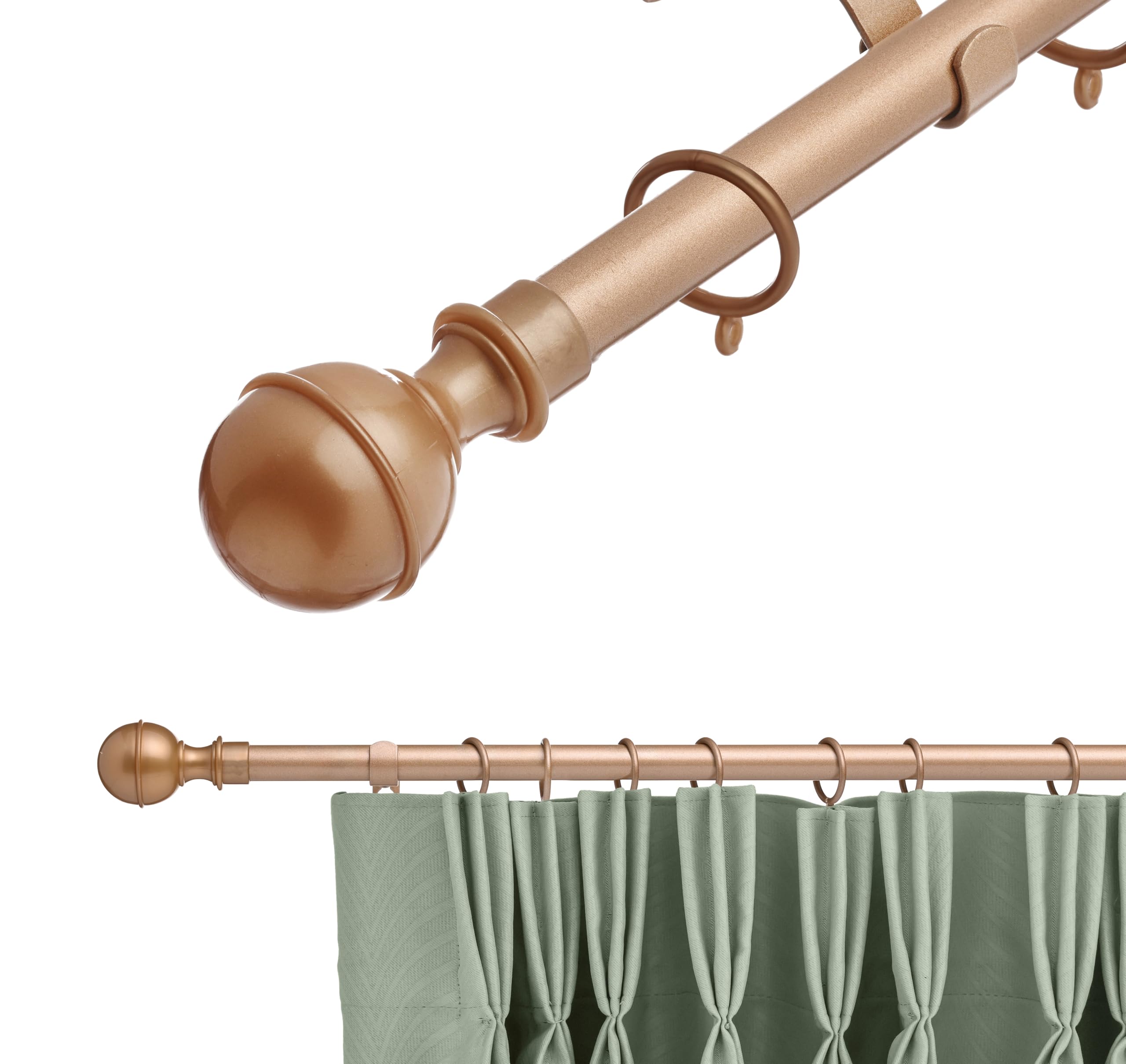 Lister Cartwright Bronze (Ball) 19 Mm Extendable Metal Curtain Pole Rods - Bronze (Ball Finials, 210-360 Cm)