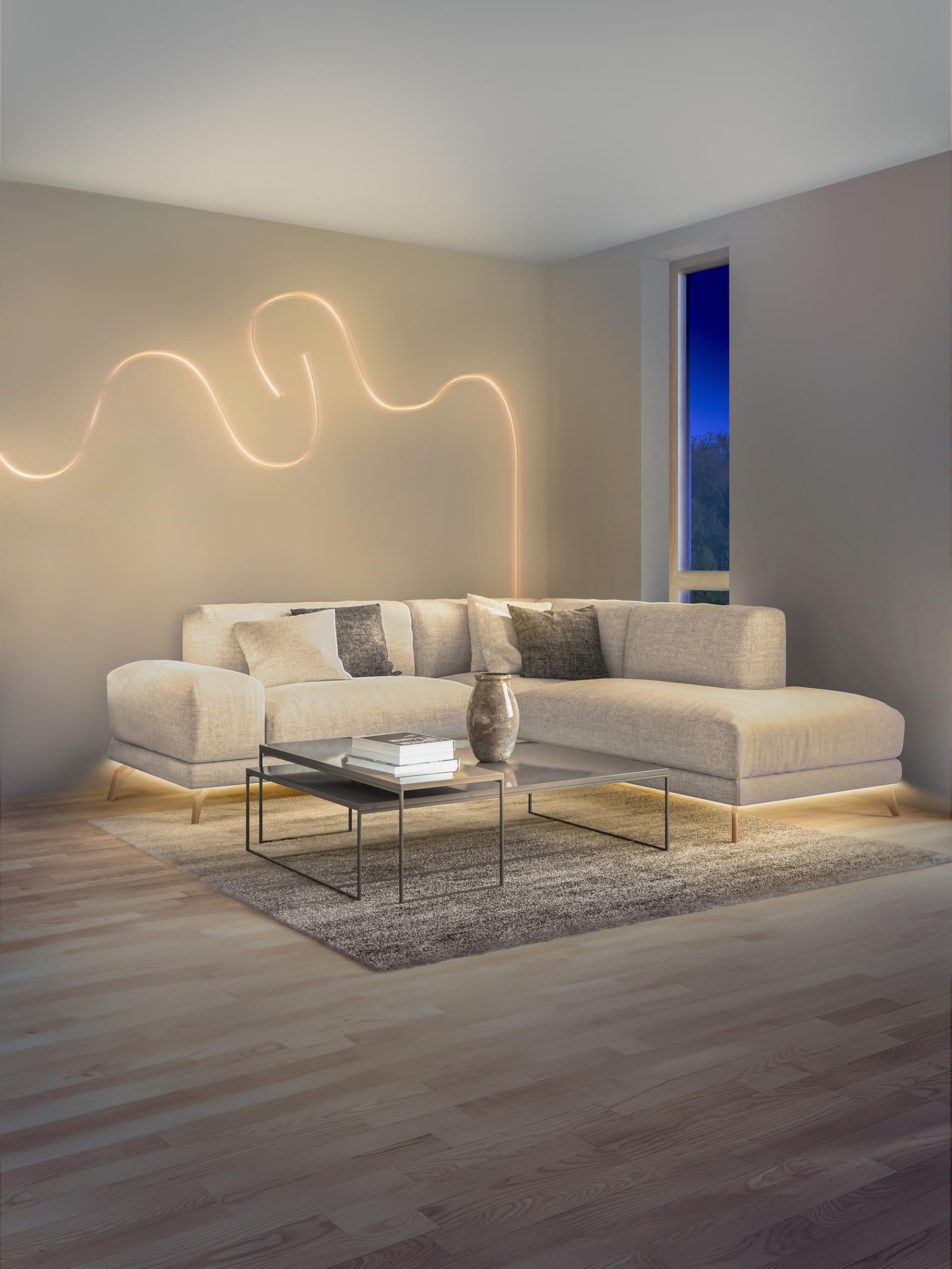 OSRAM SMART WIFI NEON FLEX MGC RGB TW RC kolorowe i białe paski LED do zastosowań zewnętrznych z technologią WiFi i równomiernym rozsyłem światła, możliwość ściemniania, biały, silikon, 3 m,