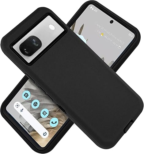 Miniatura 3 de Funda para Google Pixel 8, resistente y duradera, con protección de puerto, incluye soporte de clip con protector de pantalla integrado (negro)