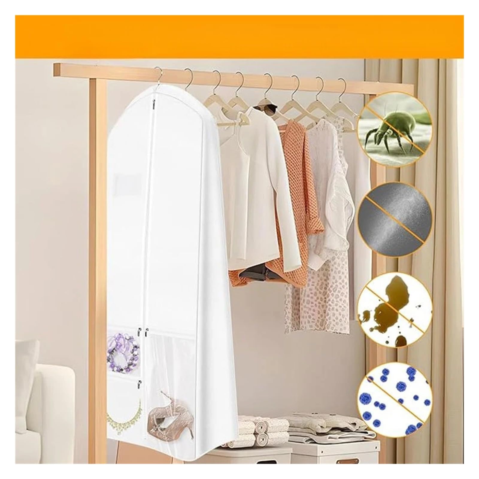fundas para ropa 3Pcs Folding Wedding Dress Storage Bag With Multiple Pockets Dust Cover For Evening Waterproof Coat