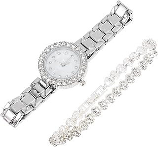 1 Conjunto Relógio Pulseira Combinação Relógios De Pulso Femininos Pulseira De Diamante Relógios De Diamante Relógio De Presente Pulseira Temperamento Relógio Feminino Relógios De