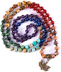 Bivei 7 Chakra 108 Mala Beads Bracelet Real Gemstone Yoga
