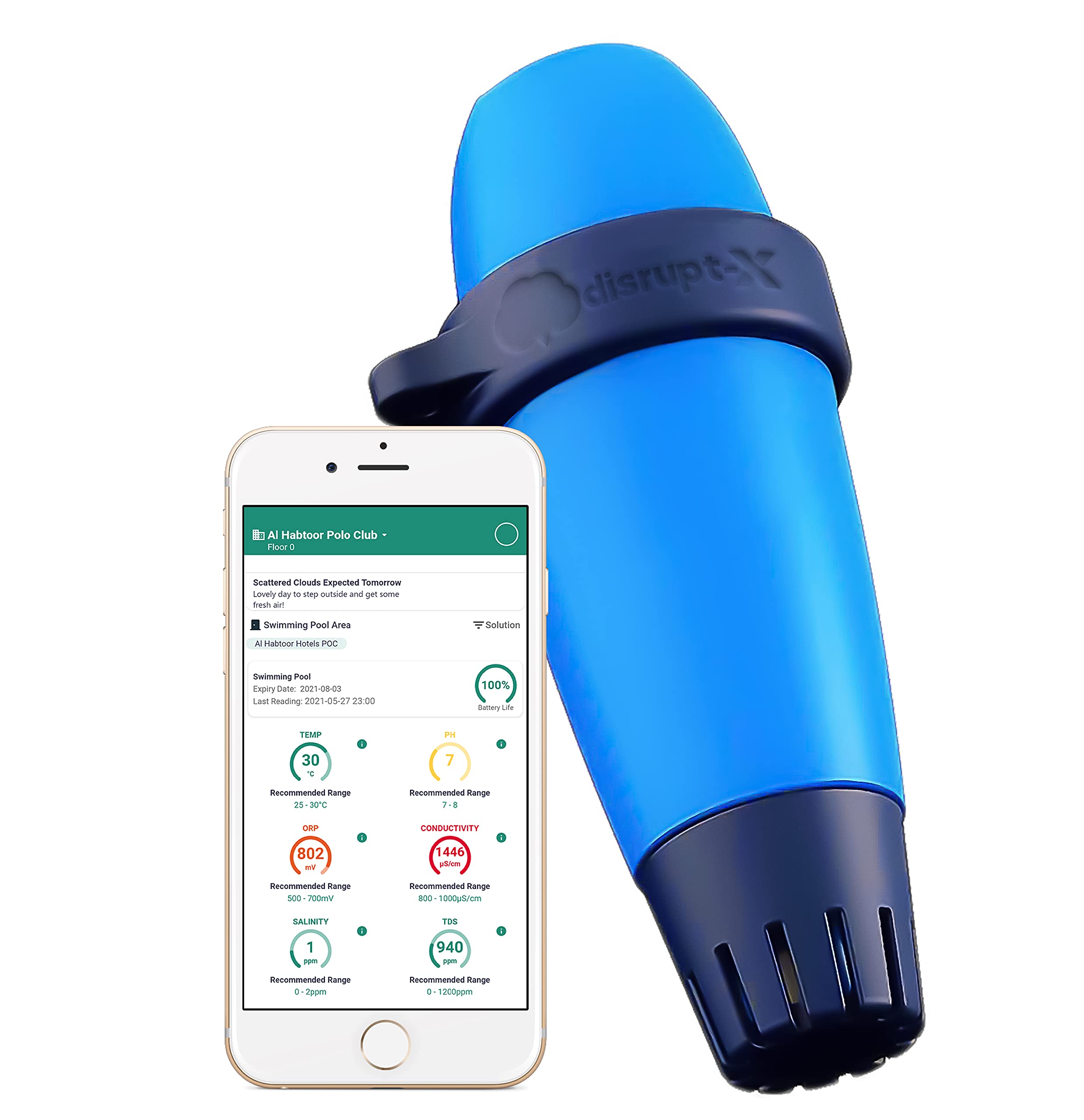 Smart Water Analyzer for Pools, Spas & Water Tanks with IoT Cloud Platform and Mobile App