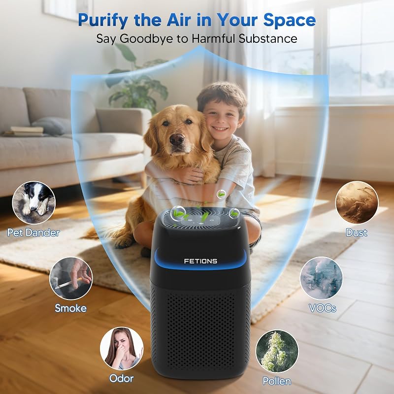 FETIONS Air Purifier for Bedroom Up to 1250 ft²,Small Air Purifier image 5