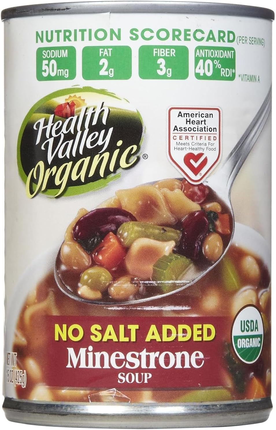 Health Valley Organic Minestrone Soup, No Salt, 15 oz, 3 pk