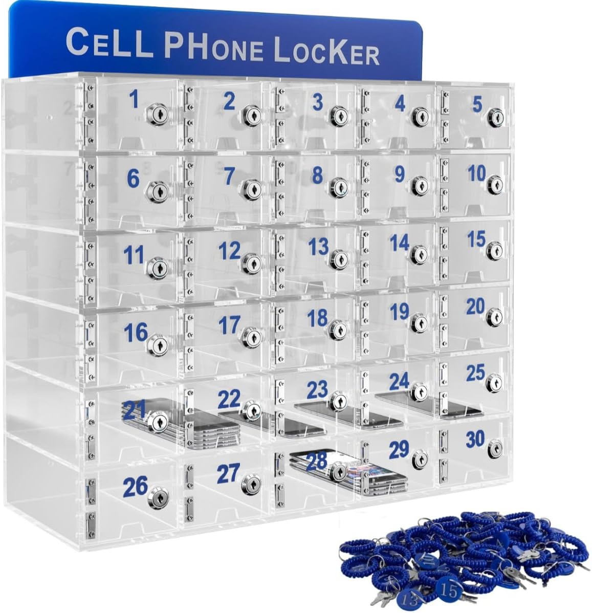 Amazon.com: 100 Slots Cell Phone Locker Acrylic Cell Phone Lock Box ...