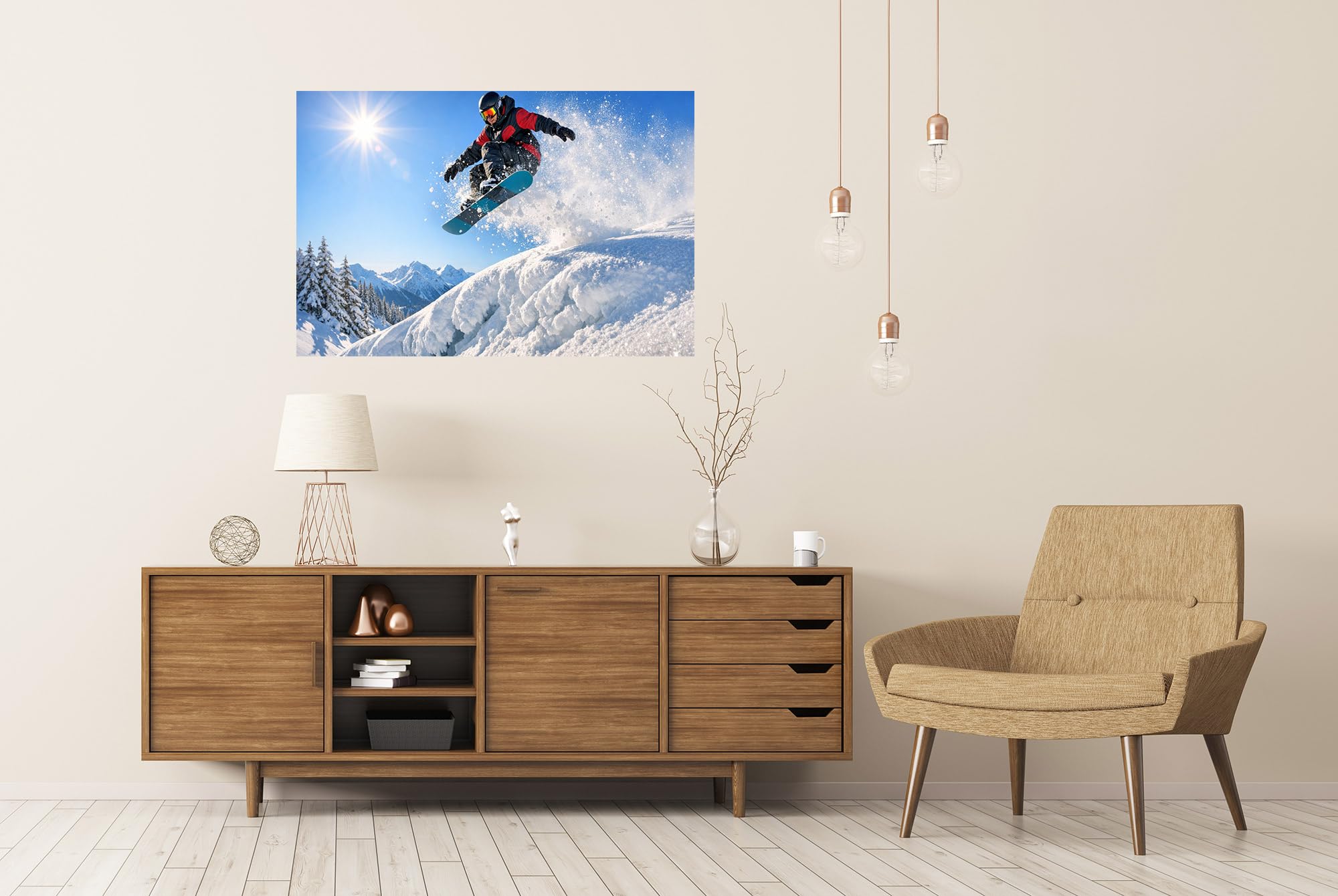 islandburner Poster de qualité supérieure - Motif snowboarder dans les montagnes - Grand format