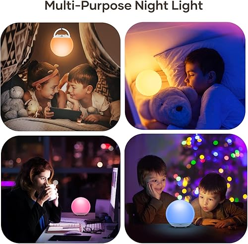 Miniatura 4 de Luz nocturna para niños lámpara regulable recargable por USB luz suave y cálida para lactancia sensor táctil y luces RGB que cambian de color para