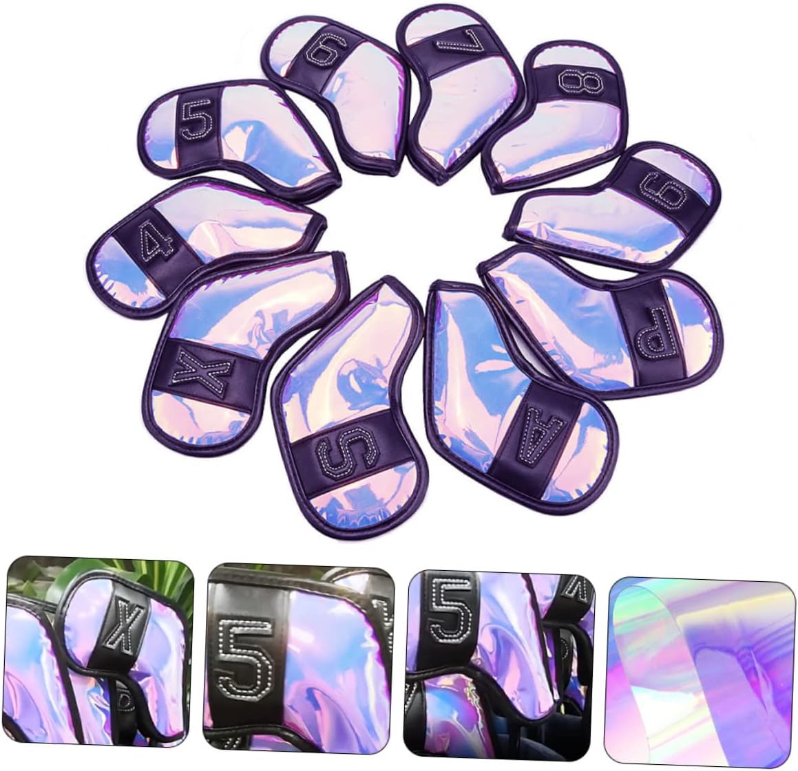 HEMOTON 10Pcs Golf Club Covers TPU Mirror Finish Driver Iron Headcovers Waterproof Scratch-Resistant Protection for Golf Clubs Suitable for Golfers