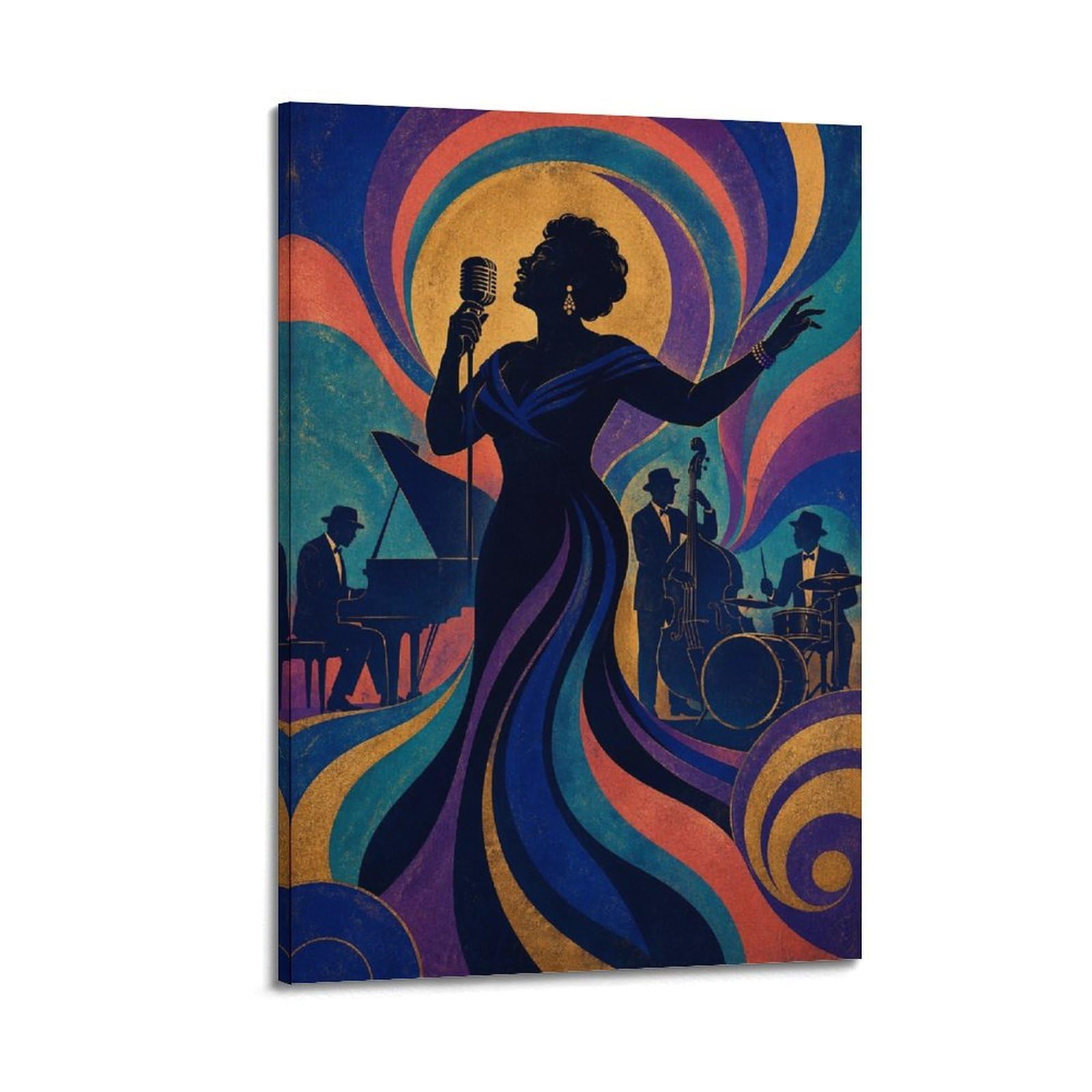 XKUGA Vintage Harlem Soul Music Style Poster Jazz Band Modern Decorative Canvas Prints - Ideal Wall Art for Family, Man Cave, Game Room, Boys & Girls Bedroom 24x36inch(60x90cm)