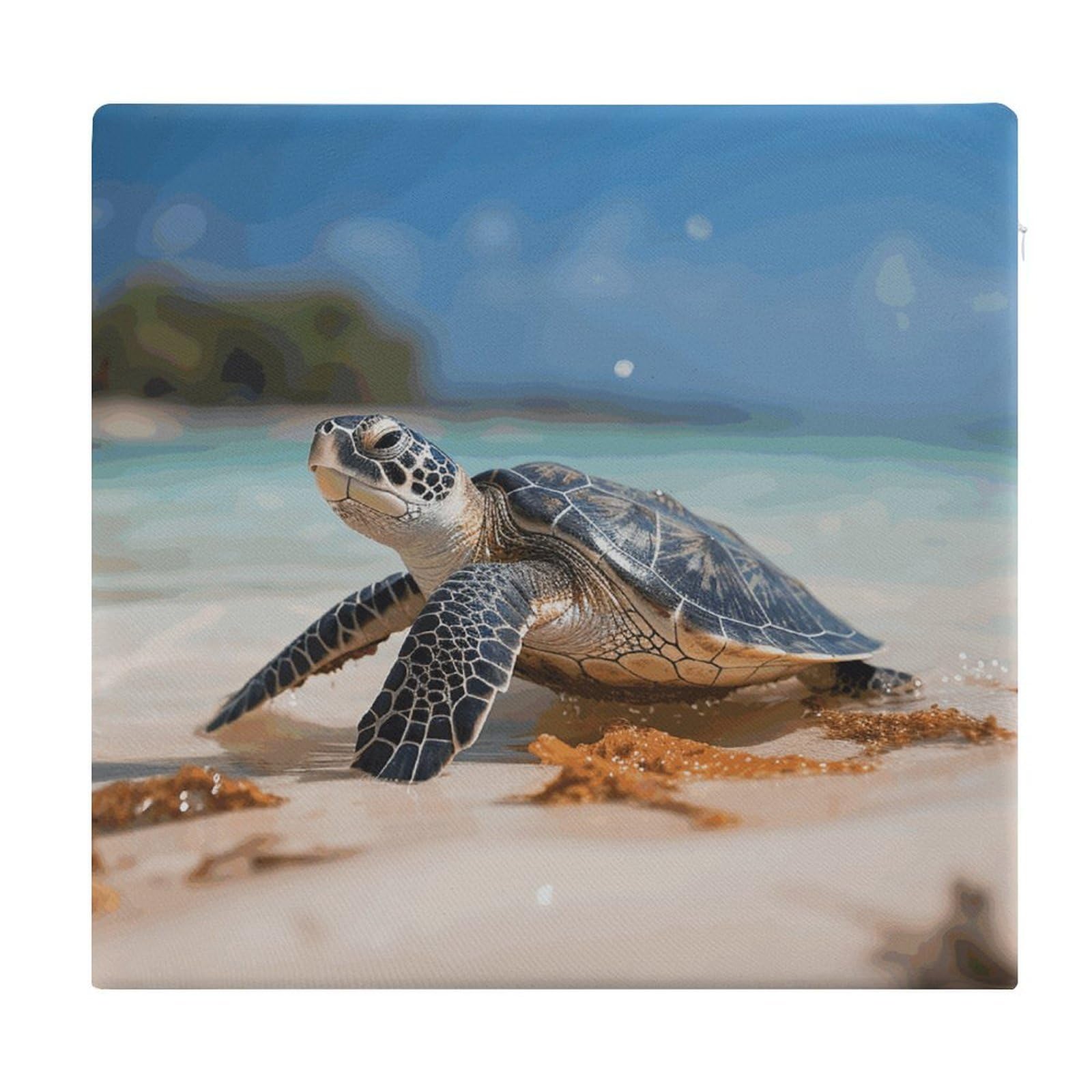 Adfgyerh Style Sea Turtle On The Beach Cushions Memory Foam For Adults, Seat Cushion Chair Pads Soft, Square Pillows For Dining, Kitchen, Office, Patio Chairs